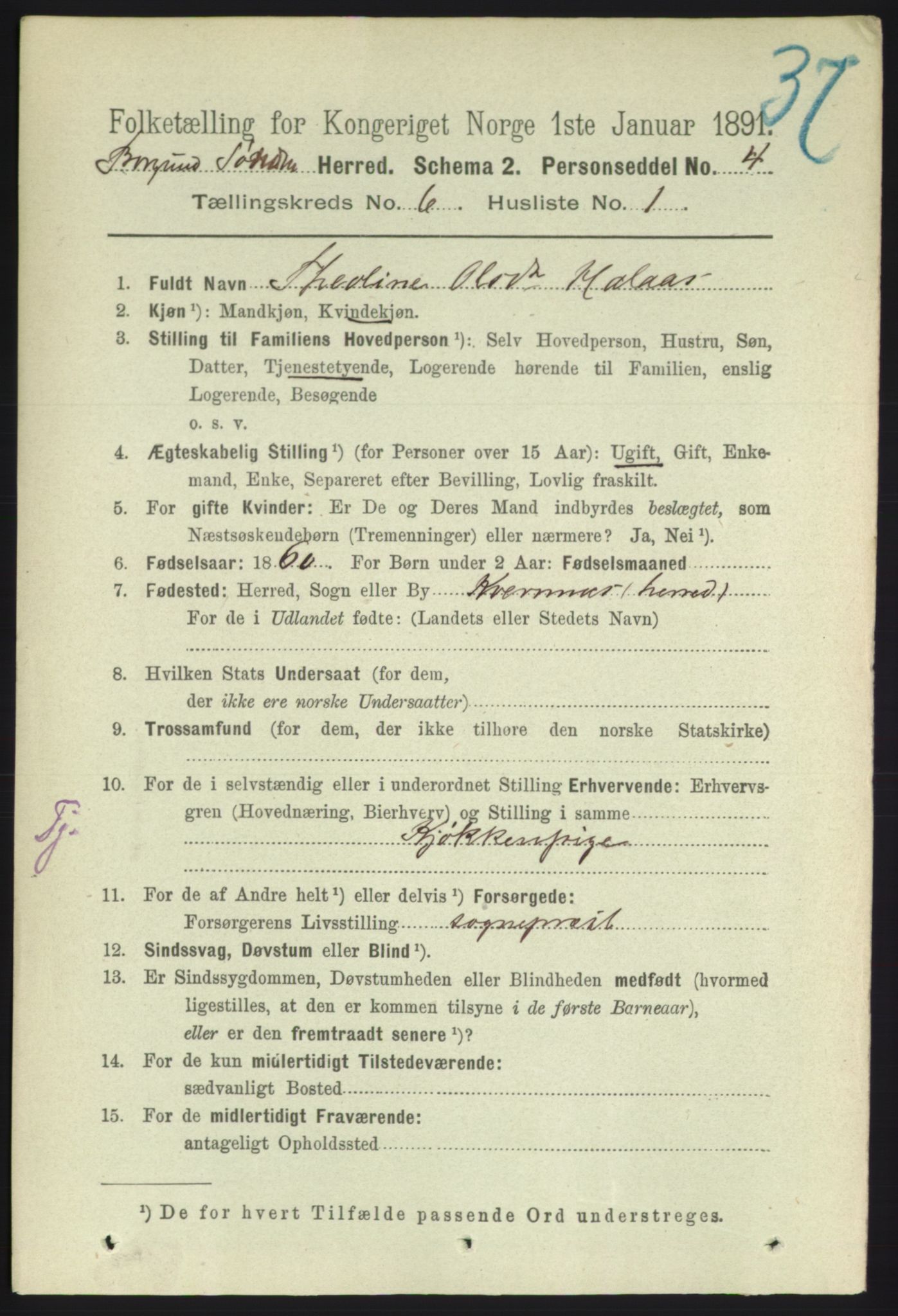 RA, 1891 census for 1531 Borgund, 1891, p. 1573