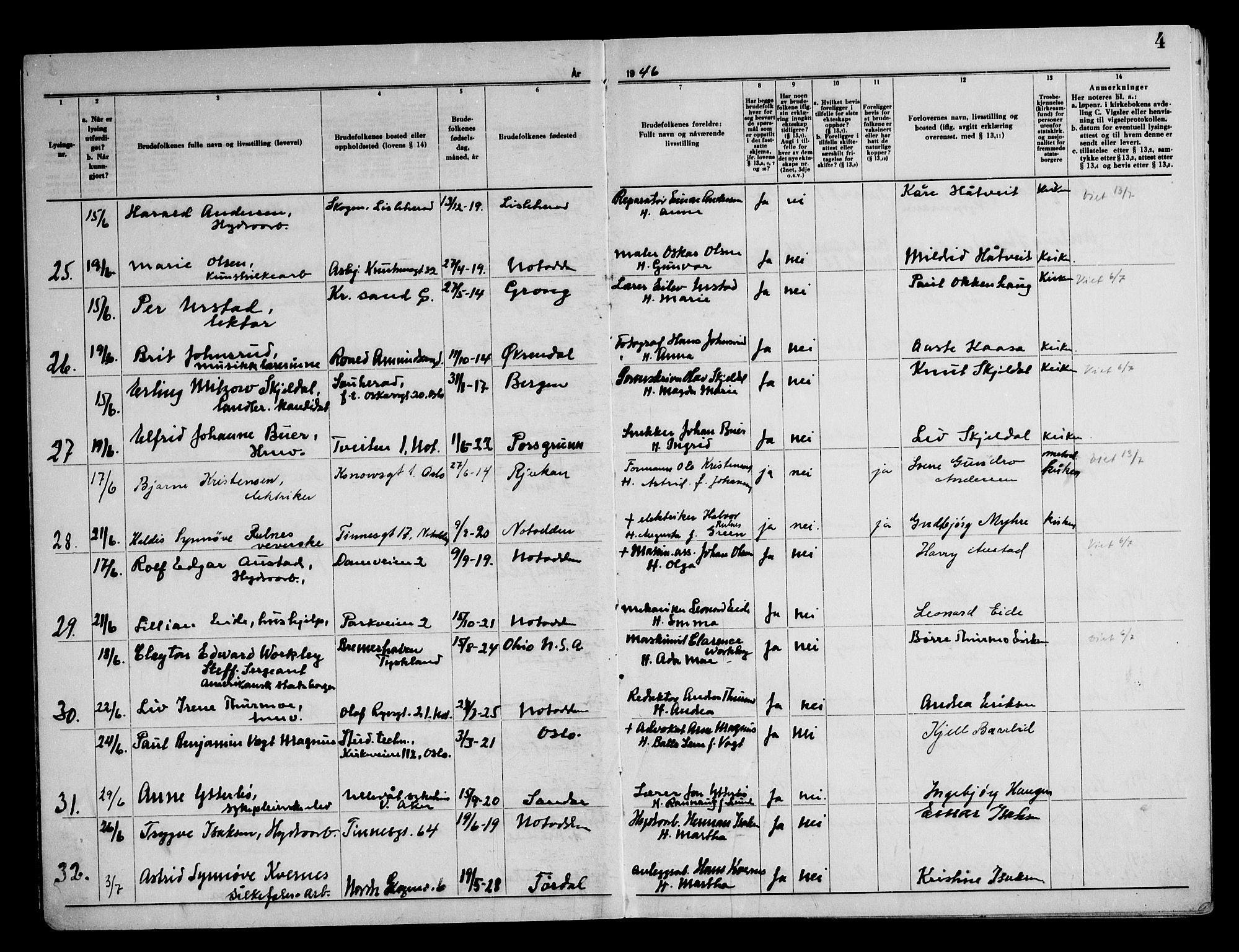 Notodden kirkebøker, AV/SAKO-A-290/H/Ha/L0002: Banns register no. 2, 1946-1958, p. 4