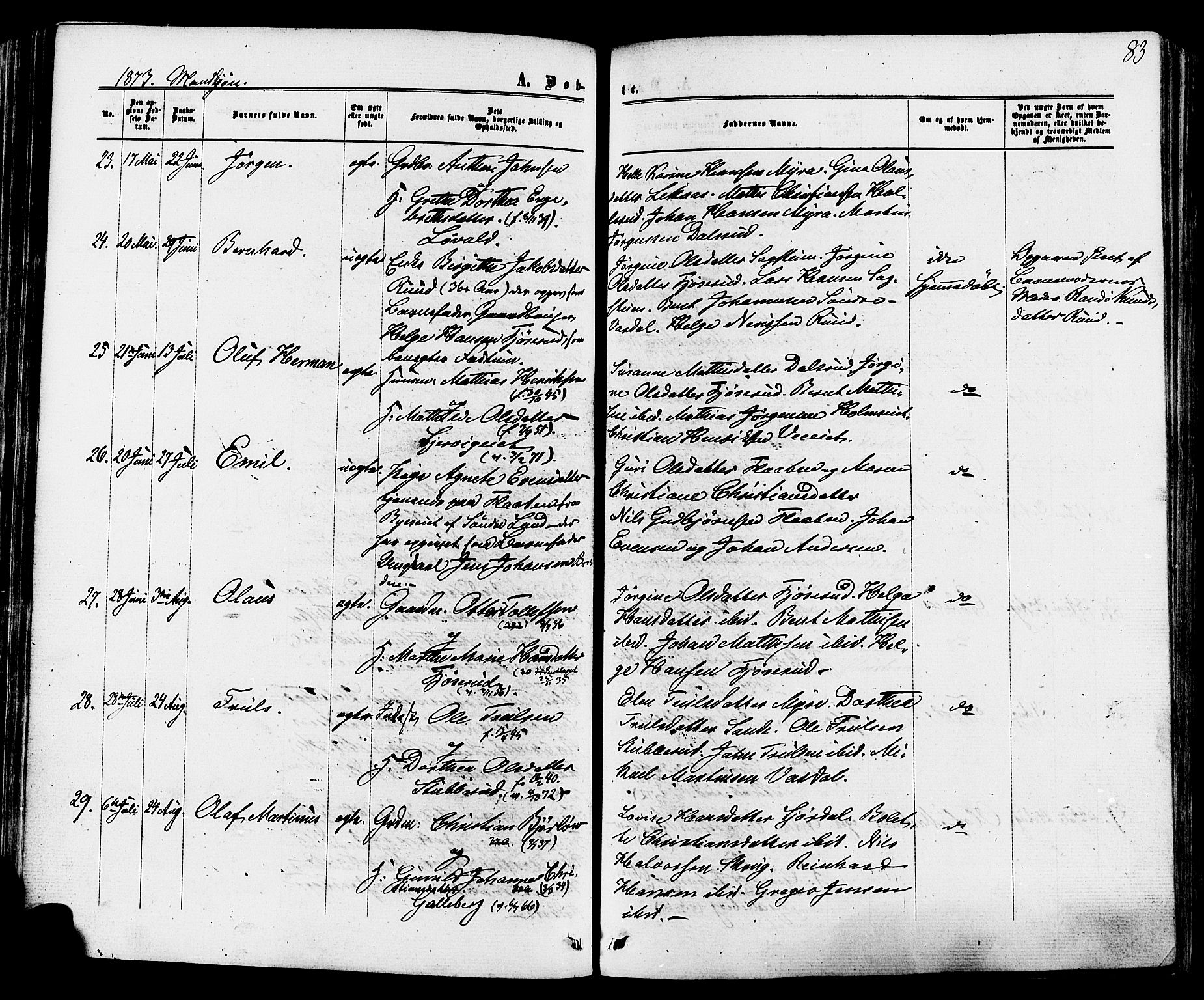 Sande Kirkebøker, AV/SAKO-A-53/F/Fa/L0005: Parish register (official) no. 5, 1865-1877, p. 83