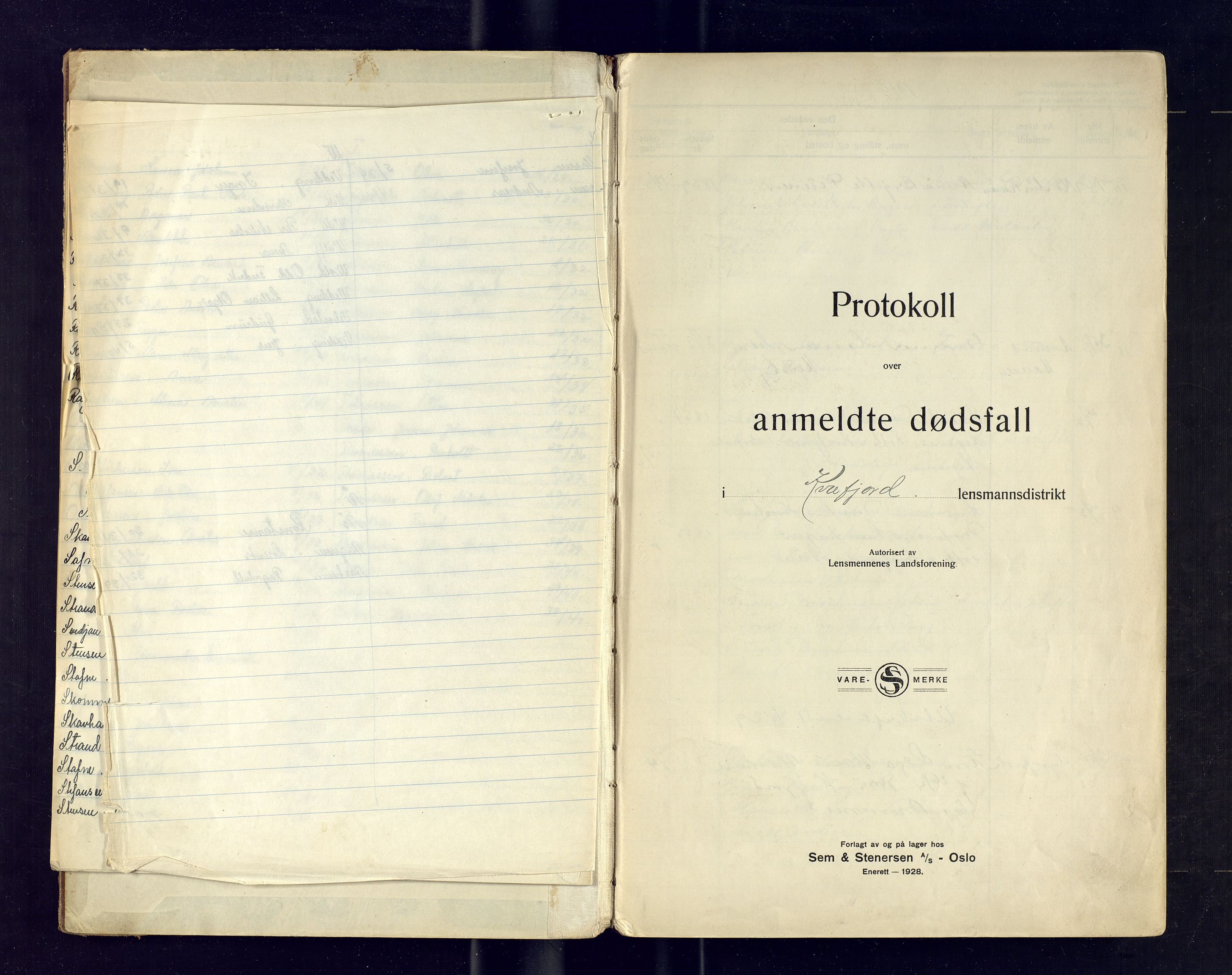 Kvæfjord lensmannskontor, AV/SATØ-SATO-112/F/Fj/Fja/L0071: Dødsfallsprotokoll, 1929-1941