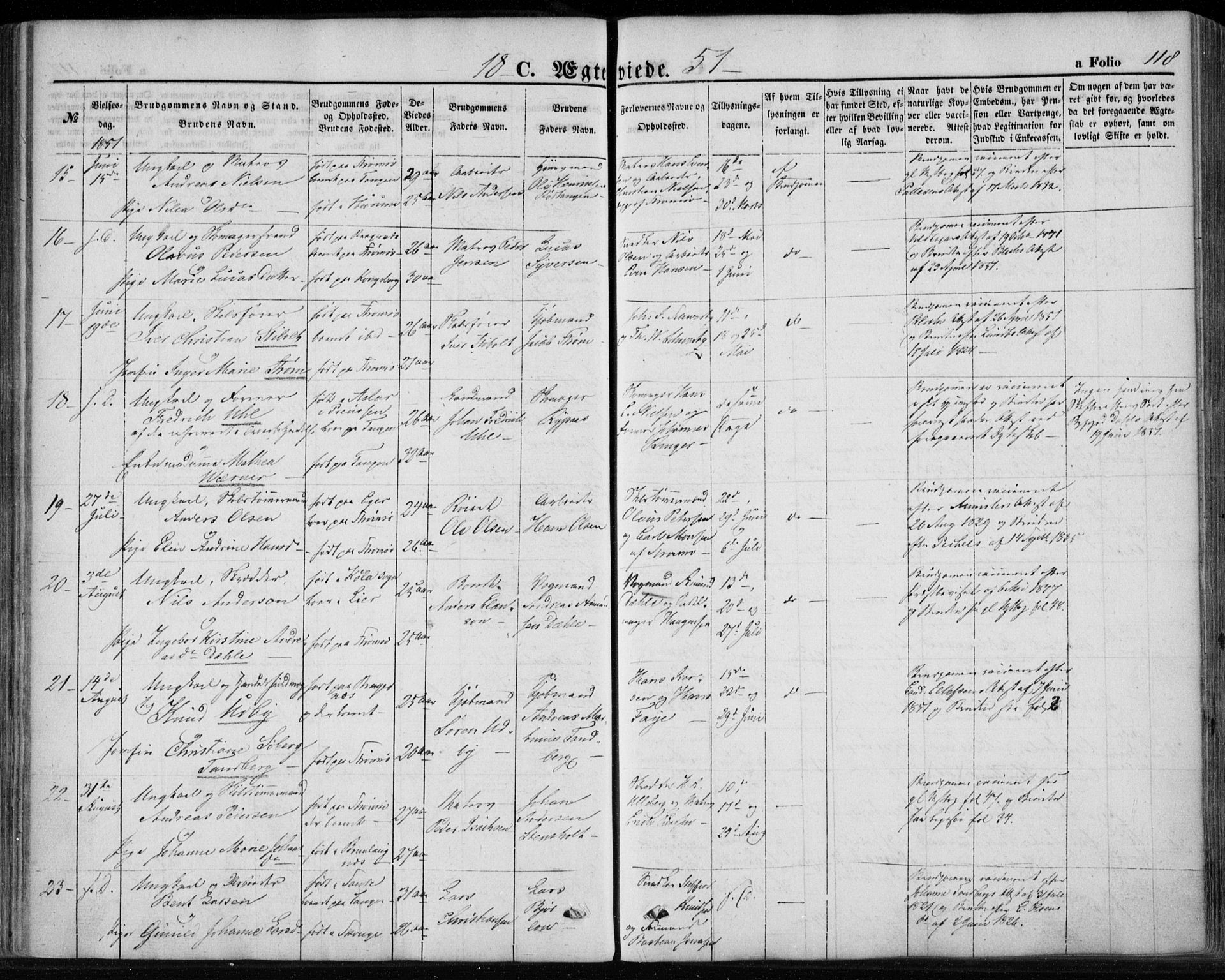 Strømsø kirkebøker, AV/SAKO-A-246/F/Fa/L0017: Parish register (official) no. I 17, 1848-1865, p. 118