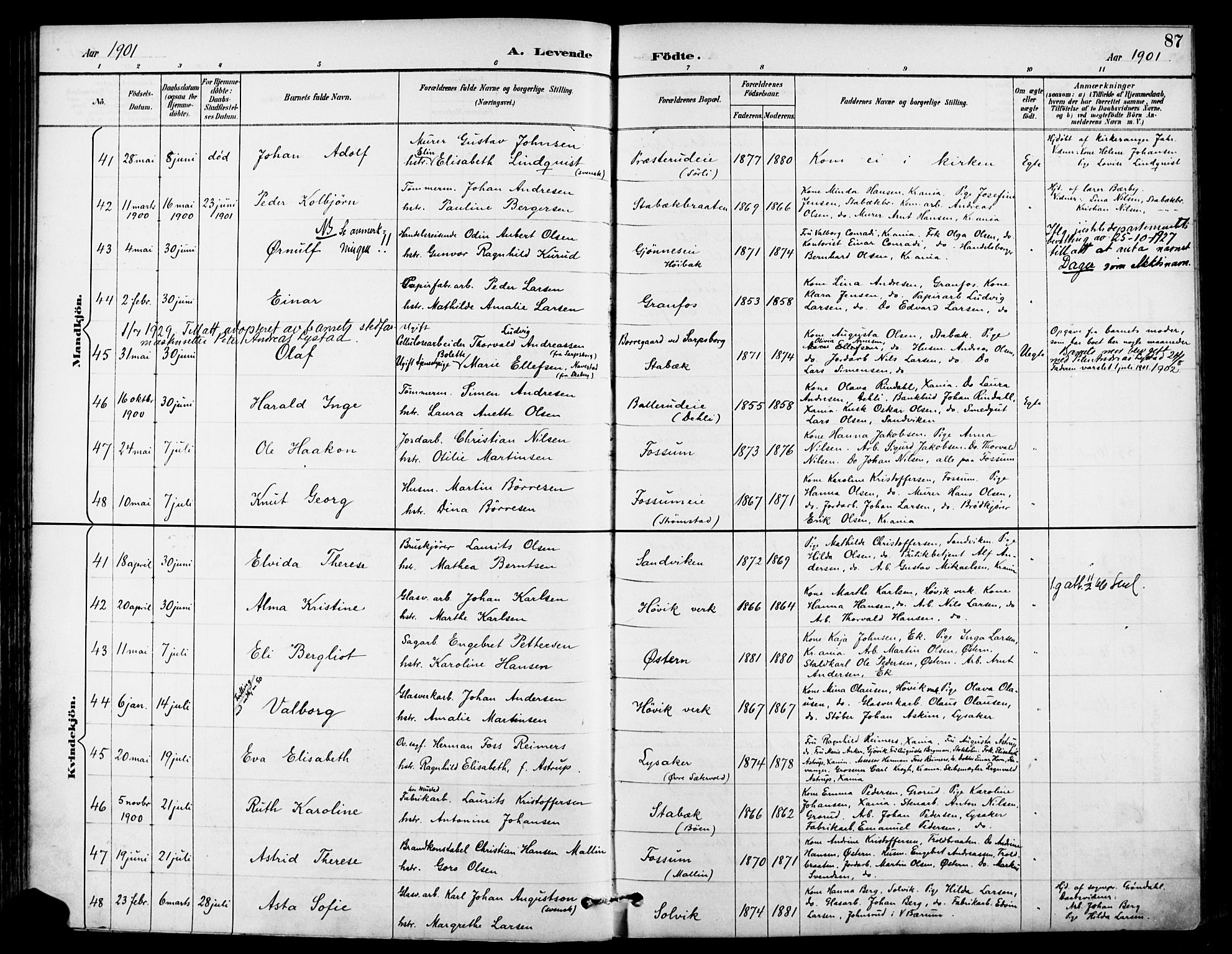 Asker prestekontor Kirkebøker, SAO/A-10256a/F/Fc/L0003: Parish register (official) no. III 3, 1892-1904, p. 87