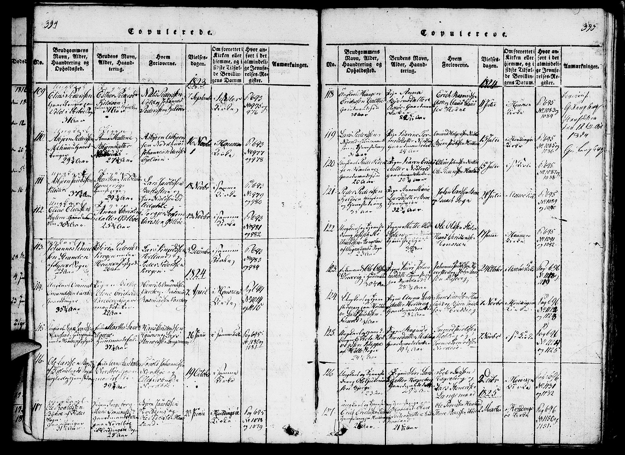 Rennesøy sokneprestkontor, SAST/A -101827/H/Ha/Haa/L0004: Parish register (official) no. A 4, 1816-1837, p. 394-395