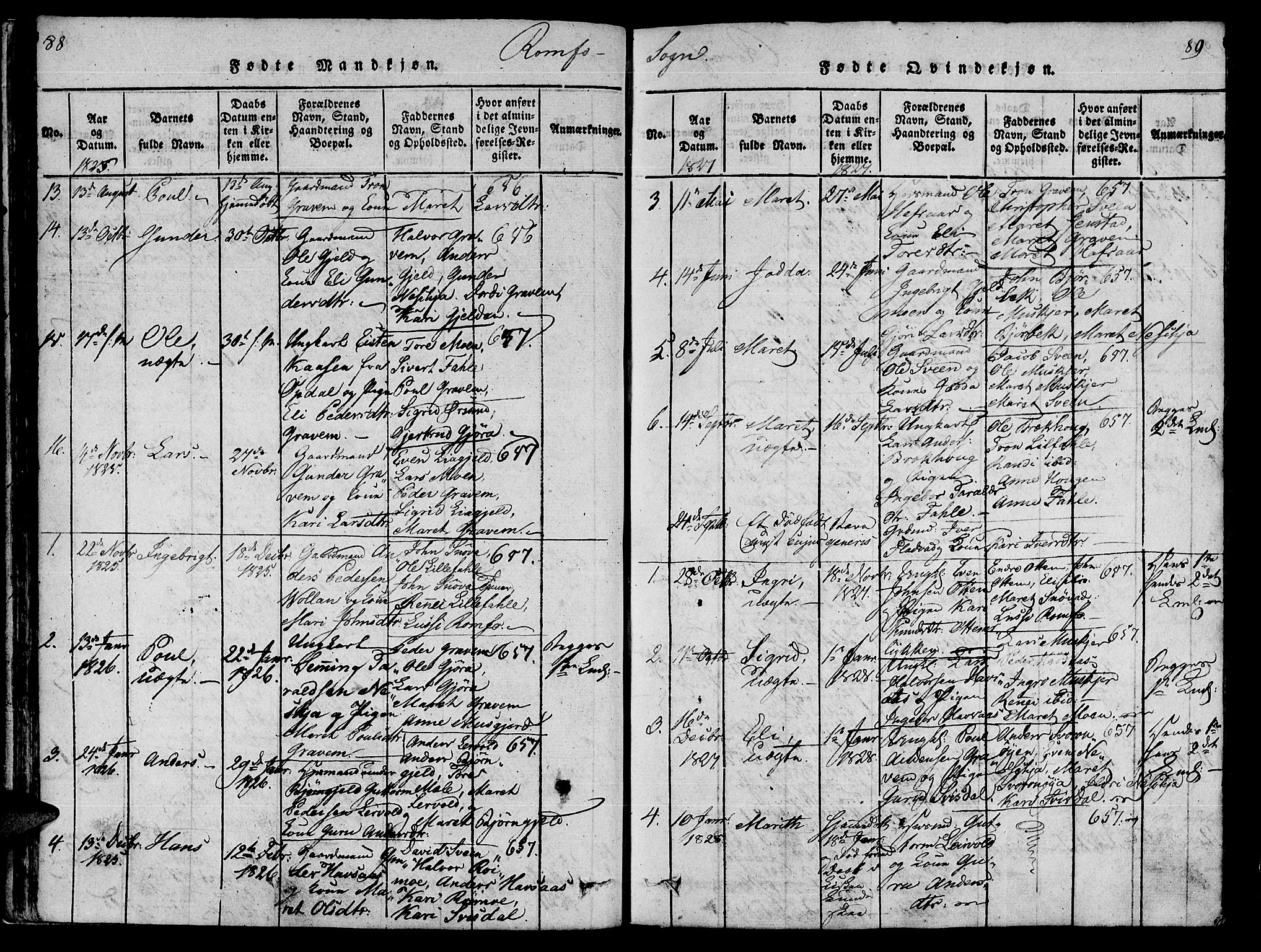 Ministerialprotokoller, klokkerbøker og fødselsregistre - Møre og Romsdal, SAT/A-1454/590/L1010: Parish register (official) no. 590A03 /2, 1820-1832, p. 88-89