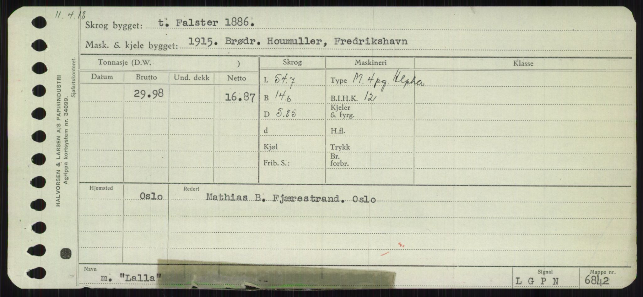 Sjøfartsdirektoratet med forløpere, Skipsmålingen, RA/S-1627/H/Ha/L0003/0002: Fartøy, Hilm-Mar / Fartøy, Kom-Mar, p. 281