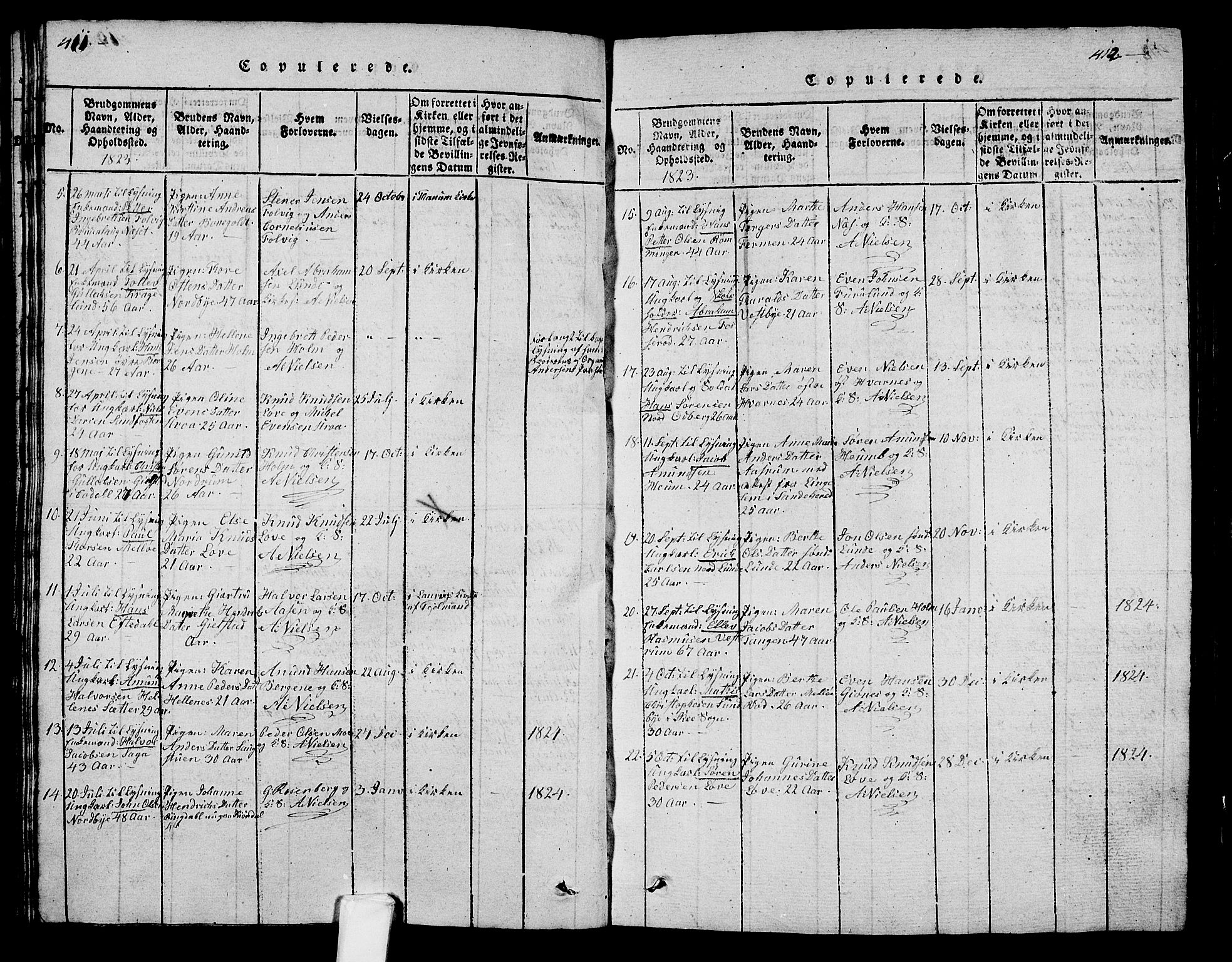 Hedrum kirkebøker, SAKO/A-344/G/Ga/L0003: Parish register (copy) no. I 3, 1817-1835, p. 411-412