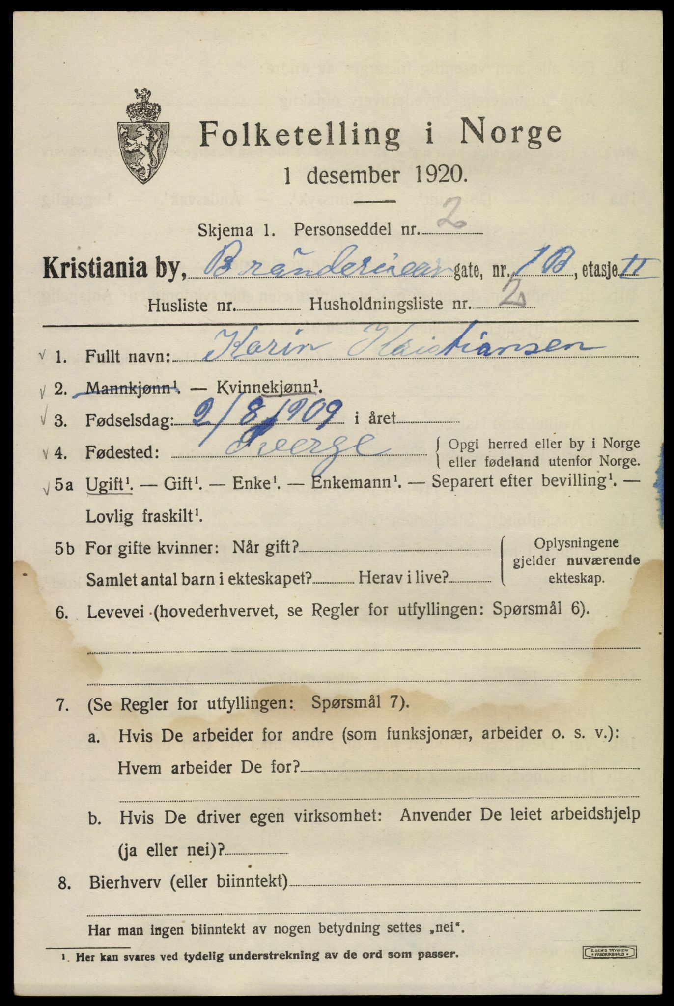 SAO, 1920 census for Kristiania, 1920, p. 175755