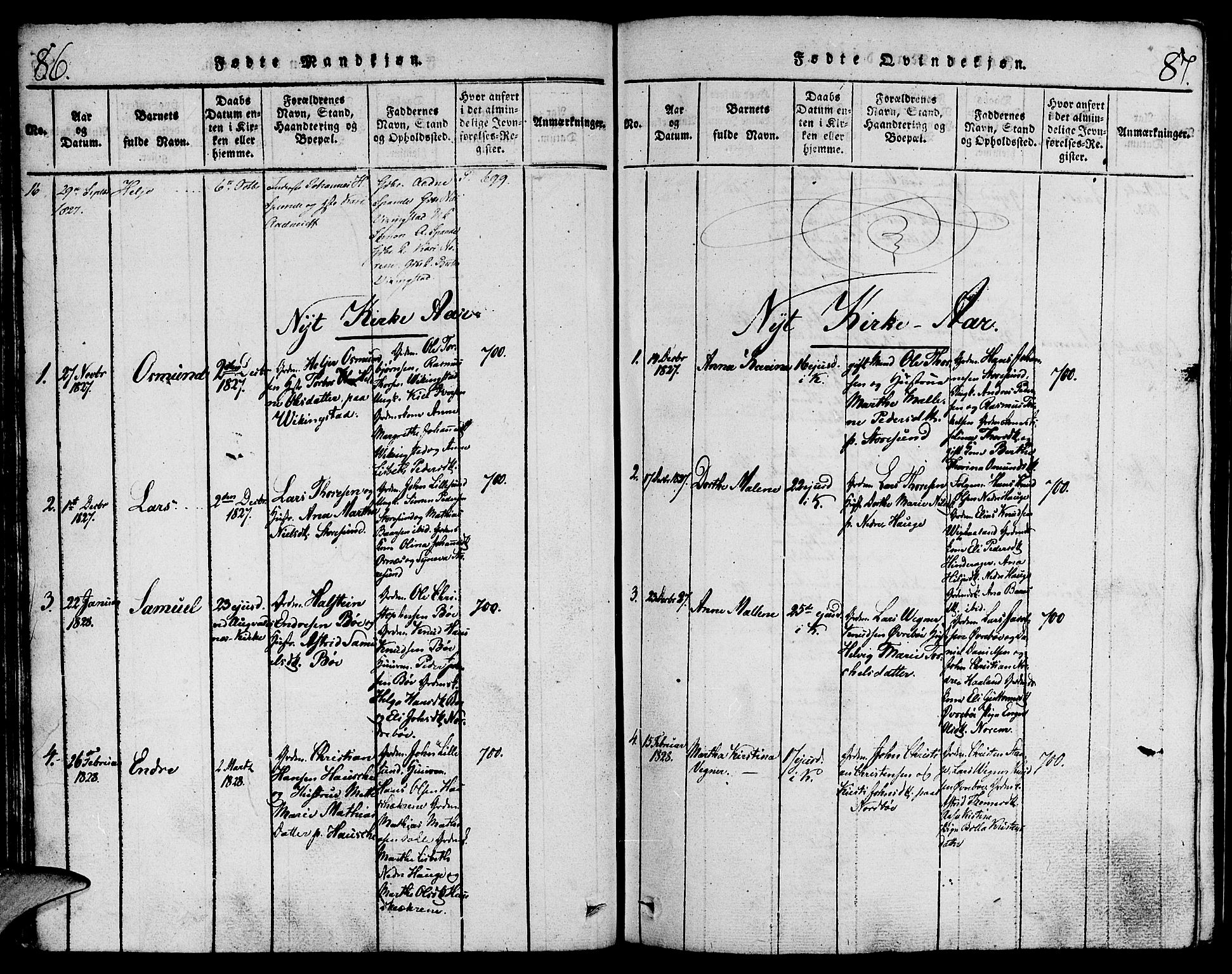 Torvastad sokneprestkontor, AV/SAST-A -101857/H/Ha/Haa/L0004: Parish register (official) no. A 3 /1, 1817-1836, p. 86-87