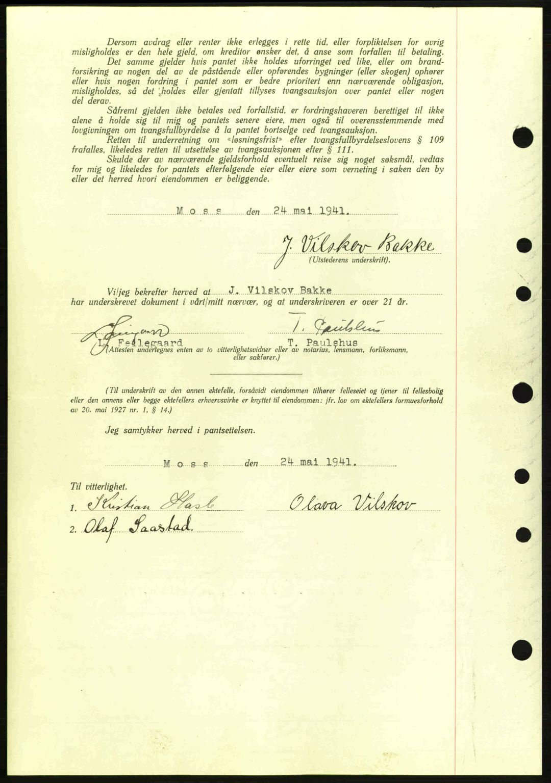 Moss sorenskriveri, SAO/A-10168: Mortgage book no. B10, 1940-1941, Diary no: : 962/1941