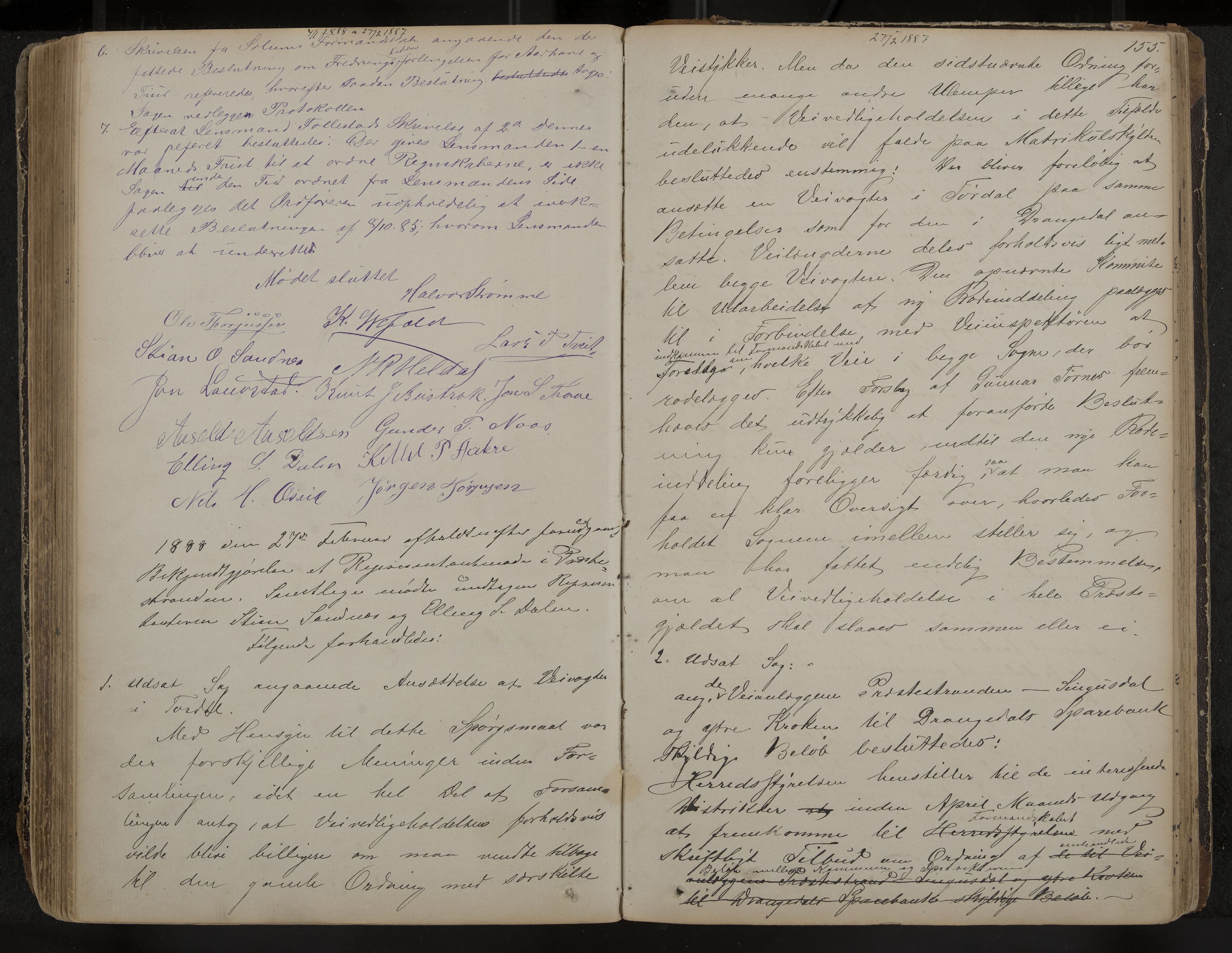 Drangedal formannskap og sentraladministrasjon, IKAK/0817021/A/L0002: Møtebok, 1870-1892, p. 155