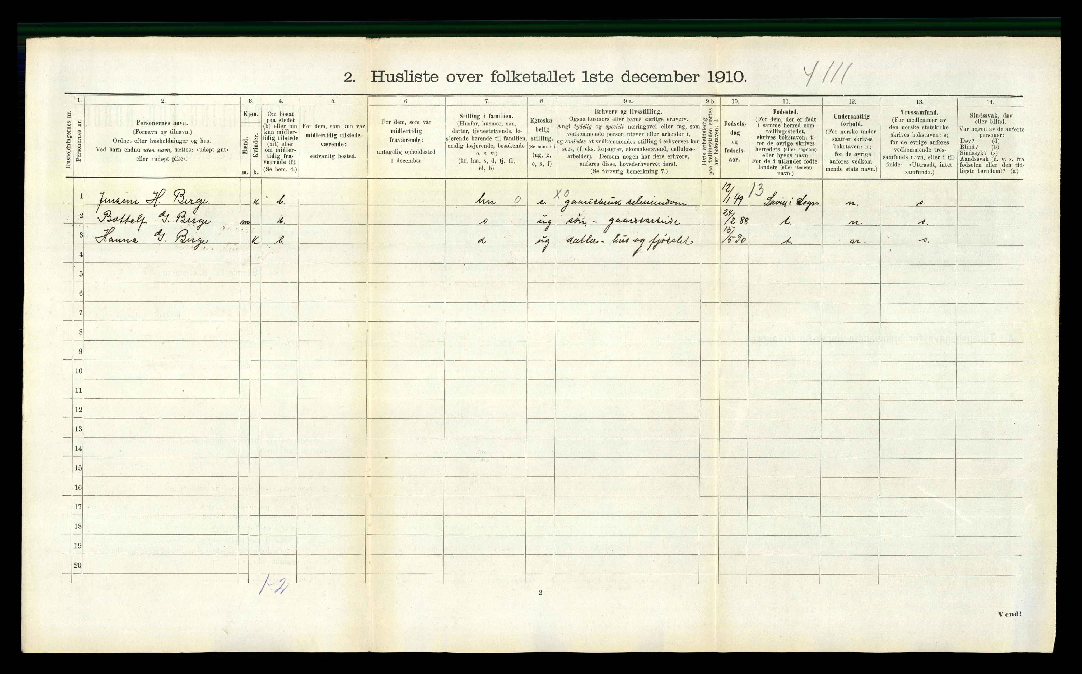 RA, 1910 census for Davik, 1910, p. 279