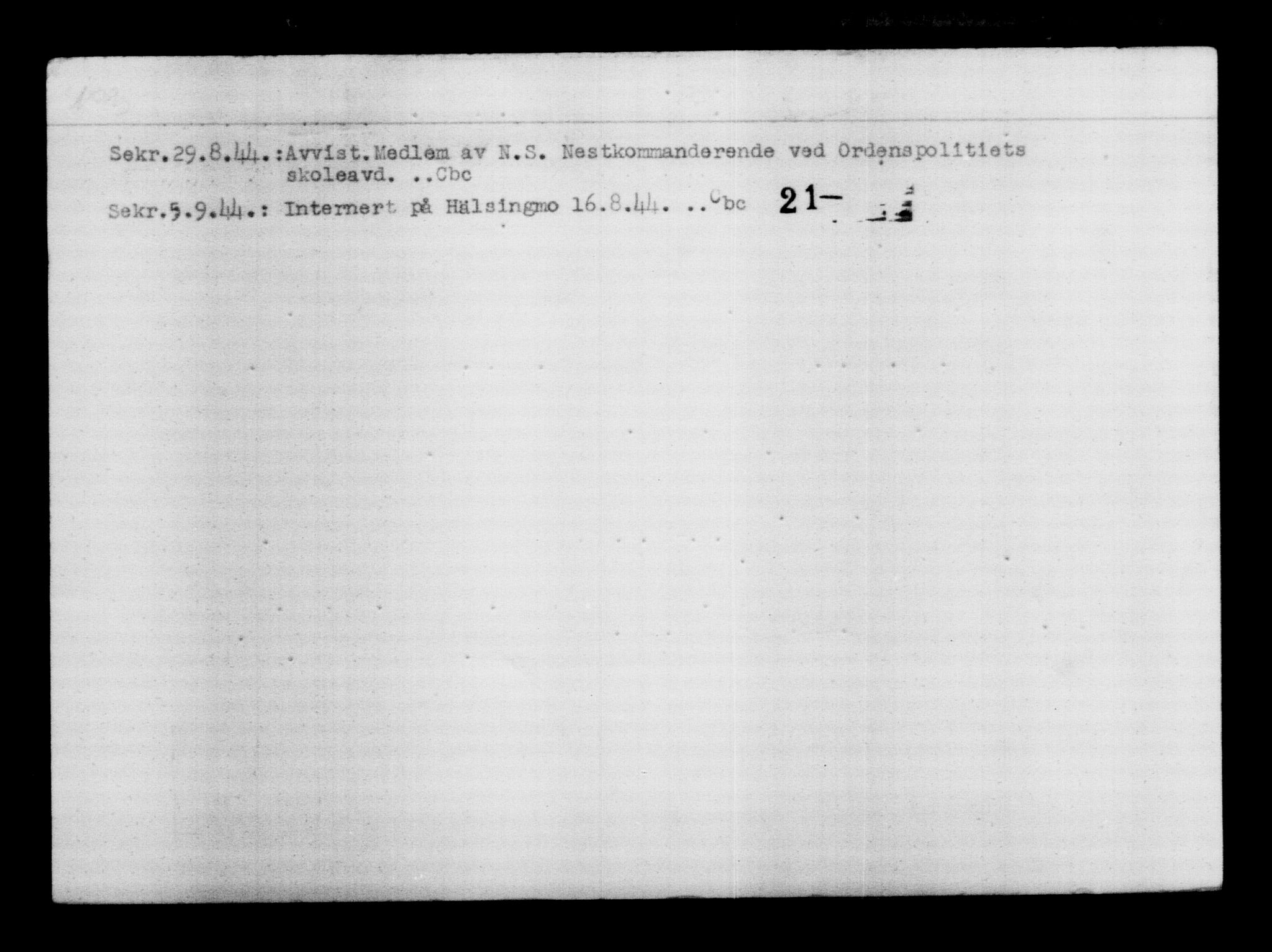 Utenriksstasjonene, Legasjonen i Stockholm, Flyktningkontoret, AV/RA-S-6753/V/Va/L0012: Kjesäterkartoteket, flyktninger med registreringsnr. 28300-31566, 1940-1945, p. 1630