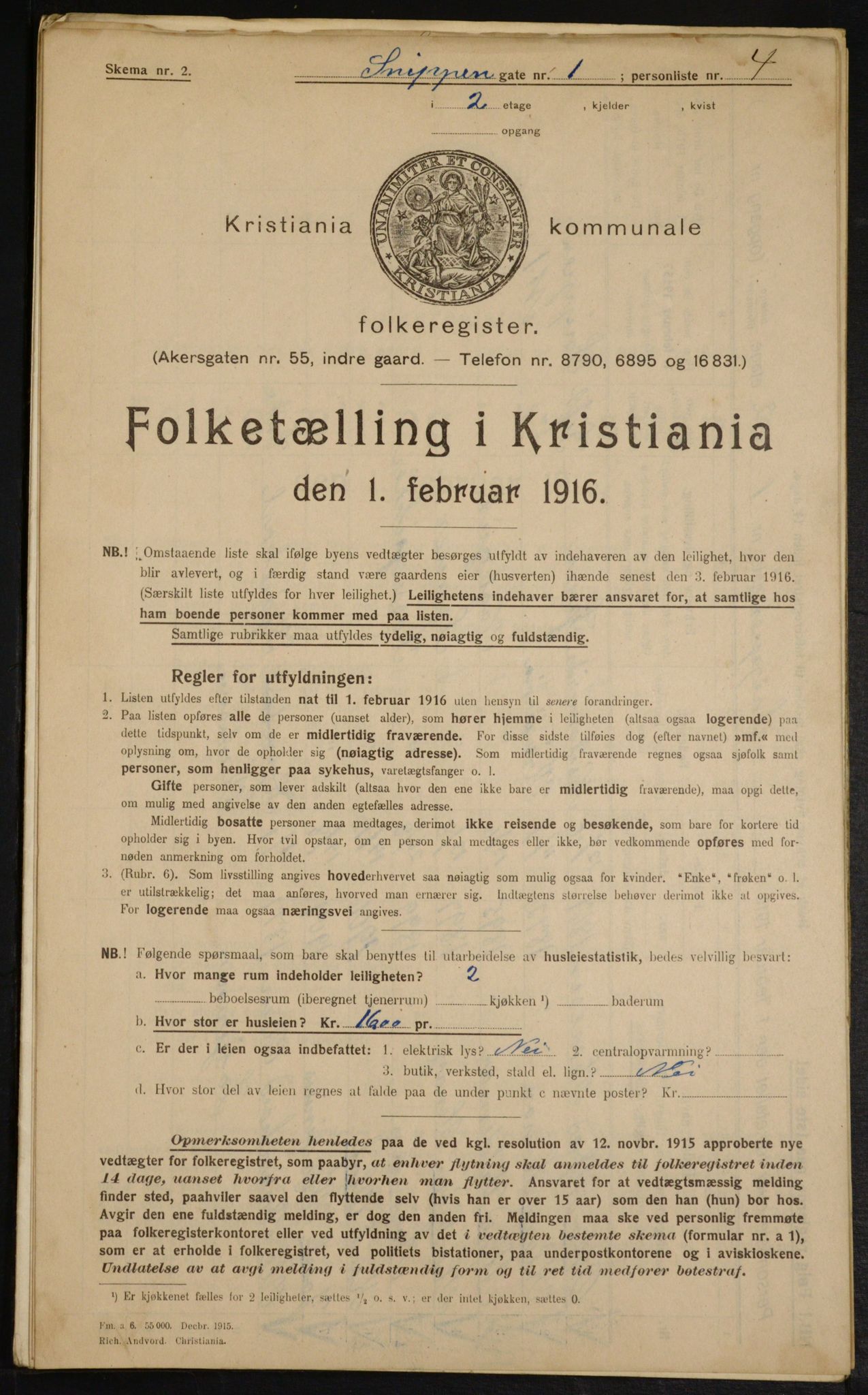 OBA, Municipal Census 1916 for Kristiania, 1916, p. 100448