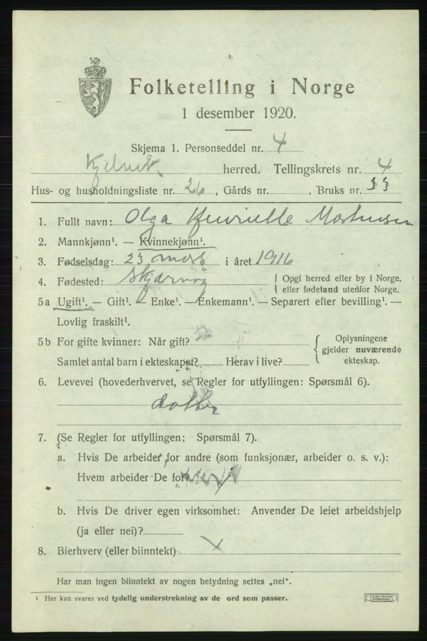 SATØ, 1920 census for Kjelvik, 1920, p. 2187