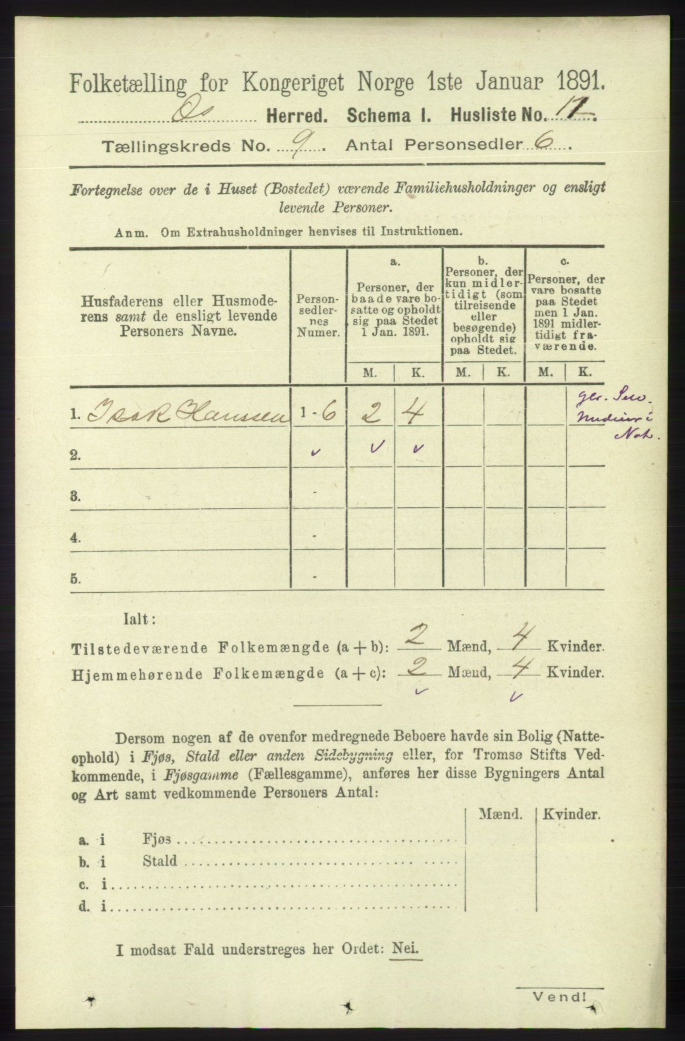 RA, 1891 census for 1243 Os, 1891, p. 1915