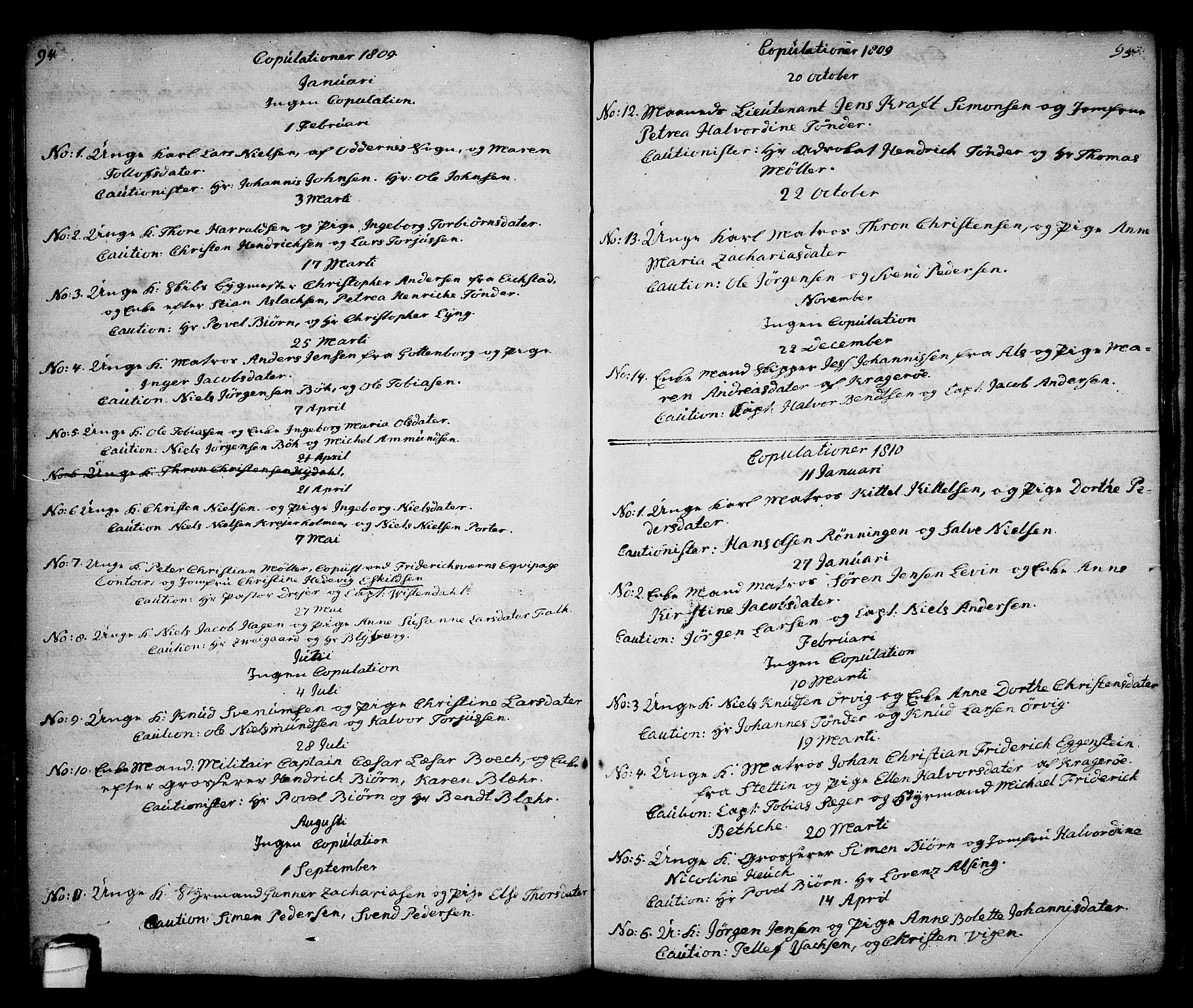 Kragerø kirkebøker, SAKO/A-278/G/Ga/L0001: Parish register (copy) no. 1 /1, 1806-1811, p. 94-95
