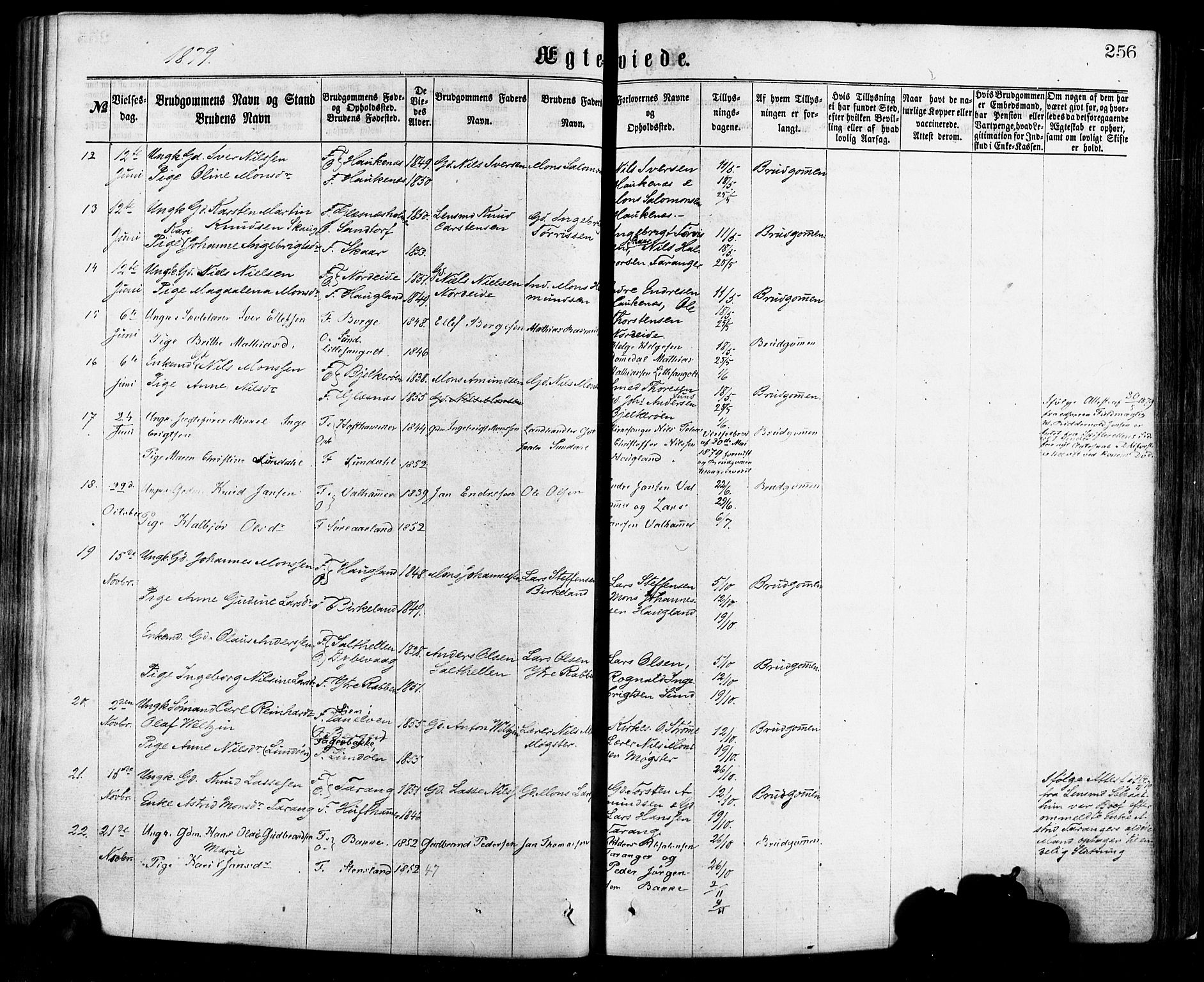 Sund sokneprestembete, AV/SAB-A-99930: Parish register (official) no. A 15, 1867-1881, p. 256