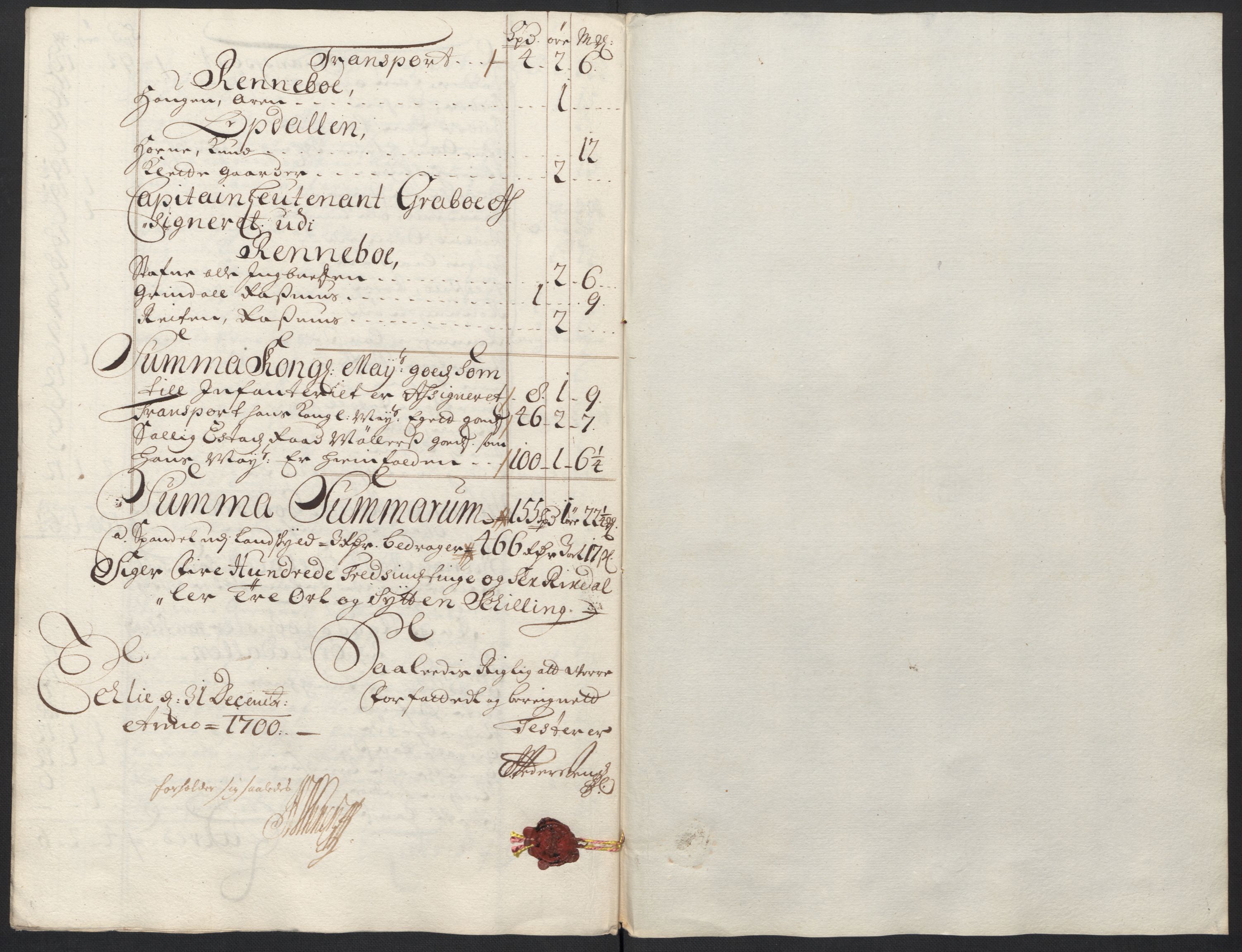 Rentekammeret inntil 1814, Reviderte regnskaper, Fogderegnskap, AV/RA-EA-4092/R60/L3950: Fogderegnskap Orkdal og Gauldal, 1700, p. 140