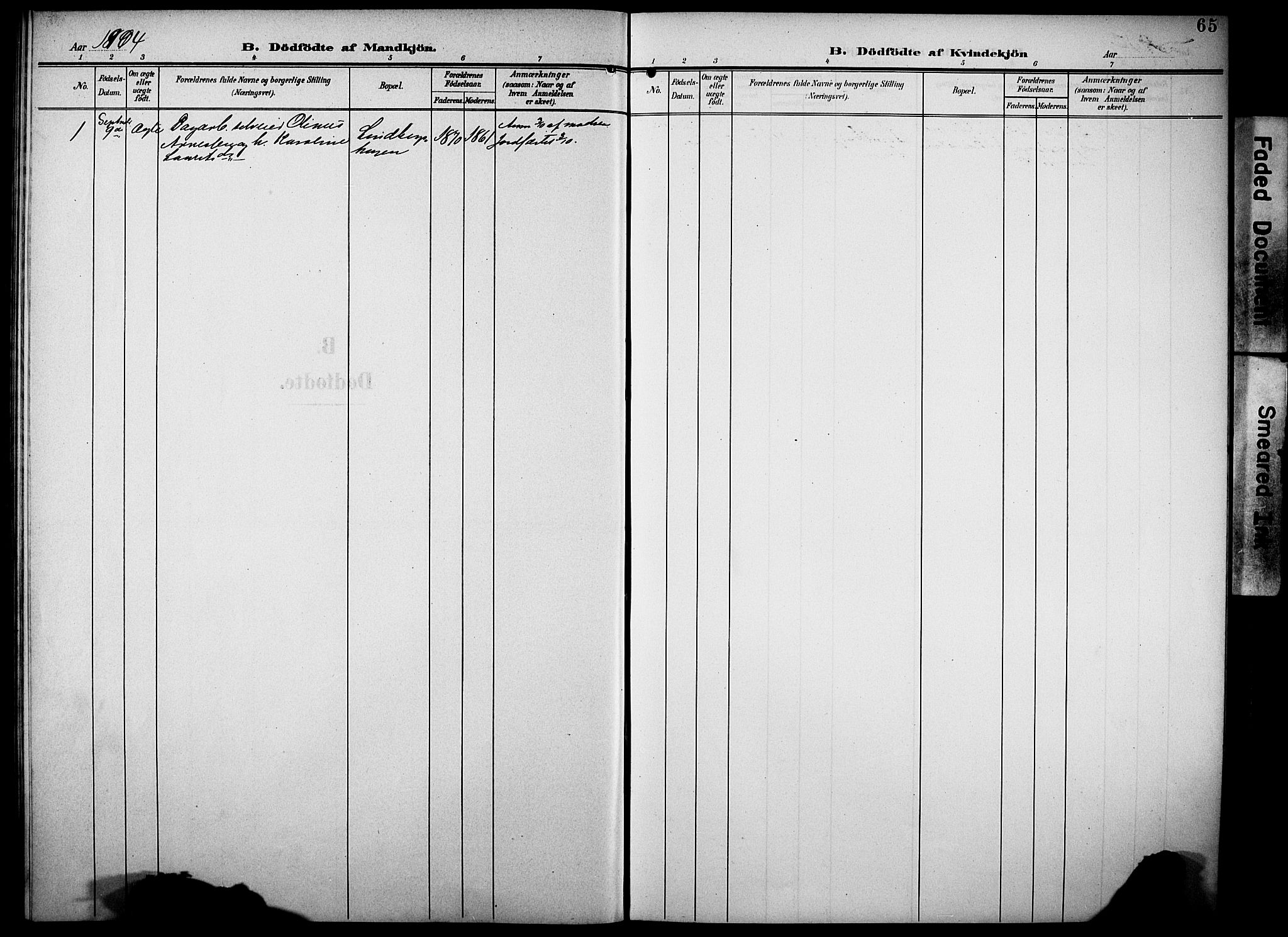 Elverum prestekontor, SAH/PREST-044/H/Ha/Haa/L0016: Parish register (official) no. 16, 1903-1912, p. 65