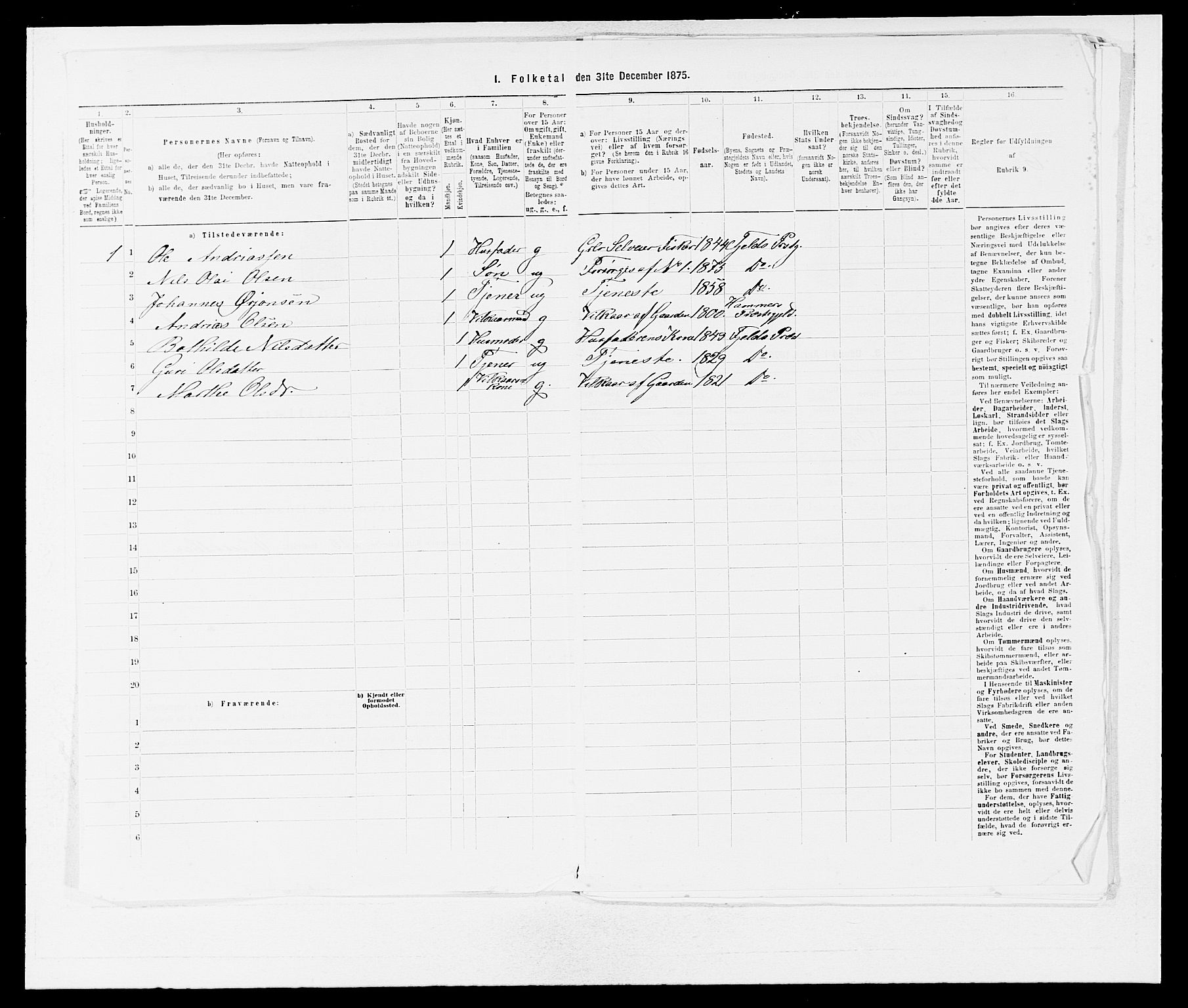 SAB, 1875 census for 1246P Fjell, 1875, p. 22