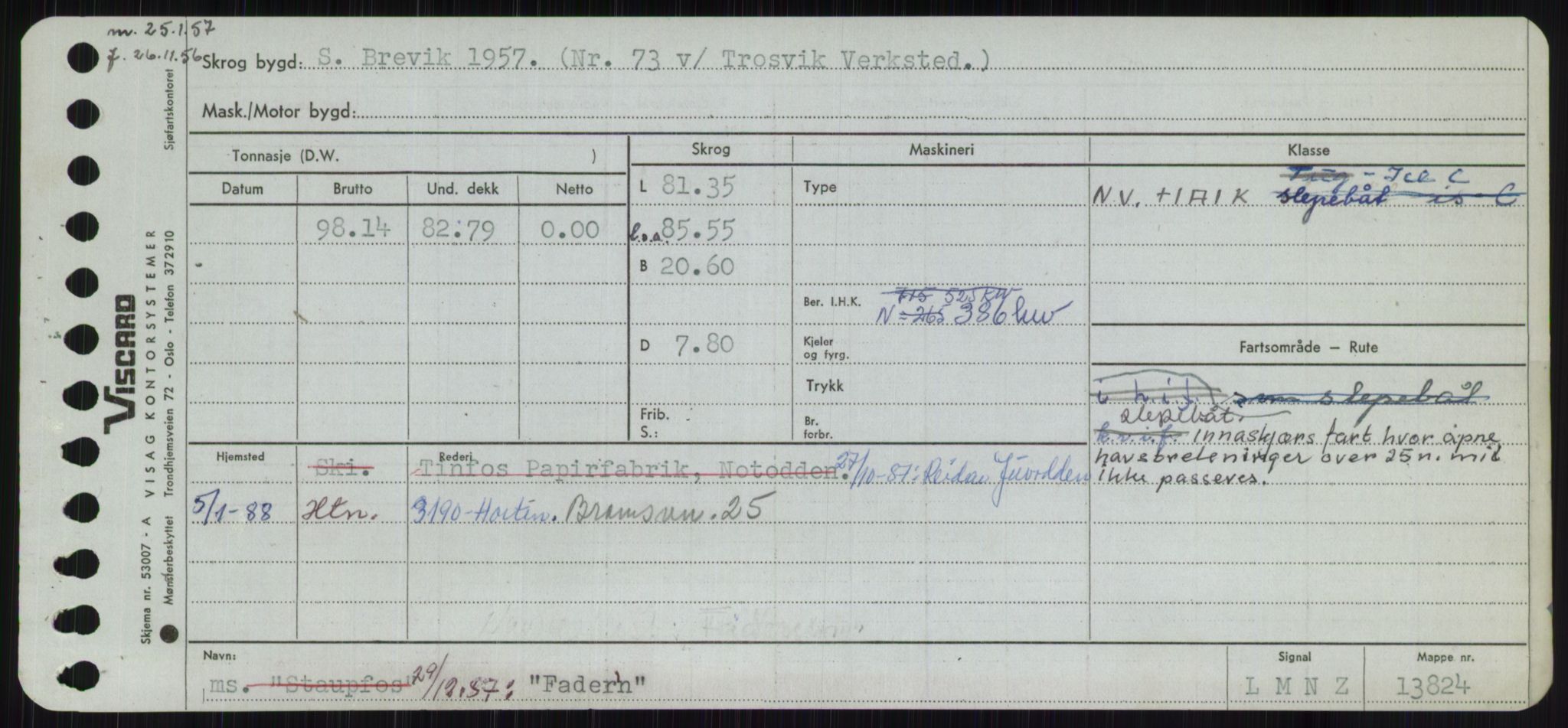 Sjøfartsdirektoratet med forløpere, Skipsmålingen, RA/S-1627/H/Ha/L0002/0001: Fartøy, Eik-Hill / Fartøy, Eik-F, p. 259