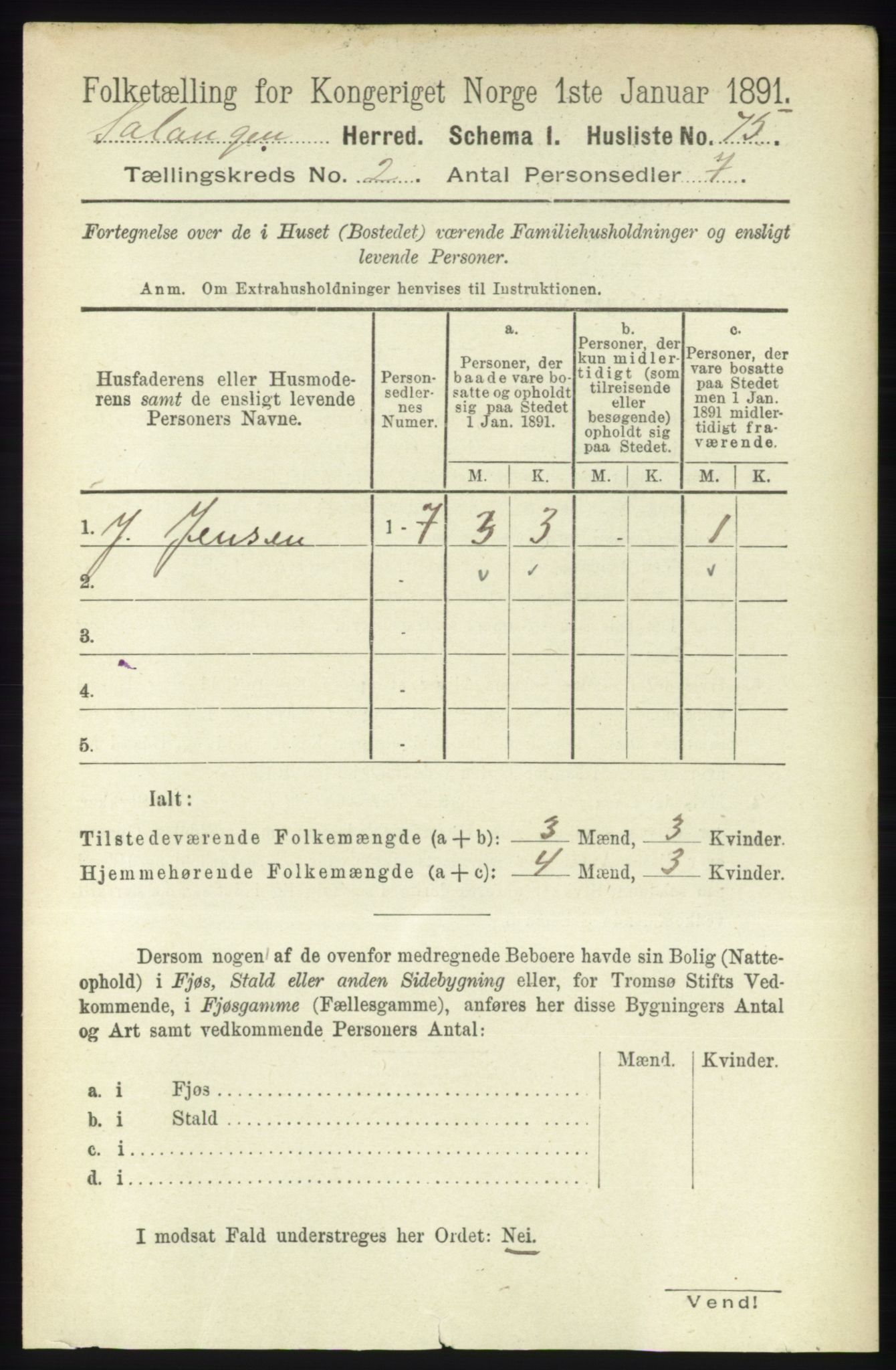 RA, 1891 census for 1921 Salangen, 1891, p. 549