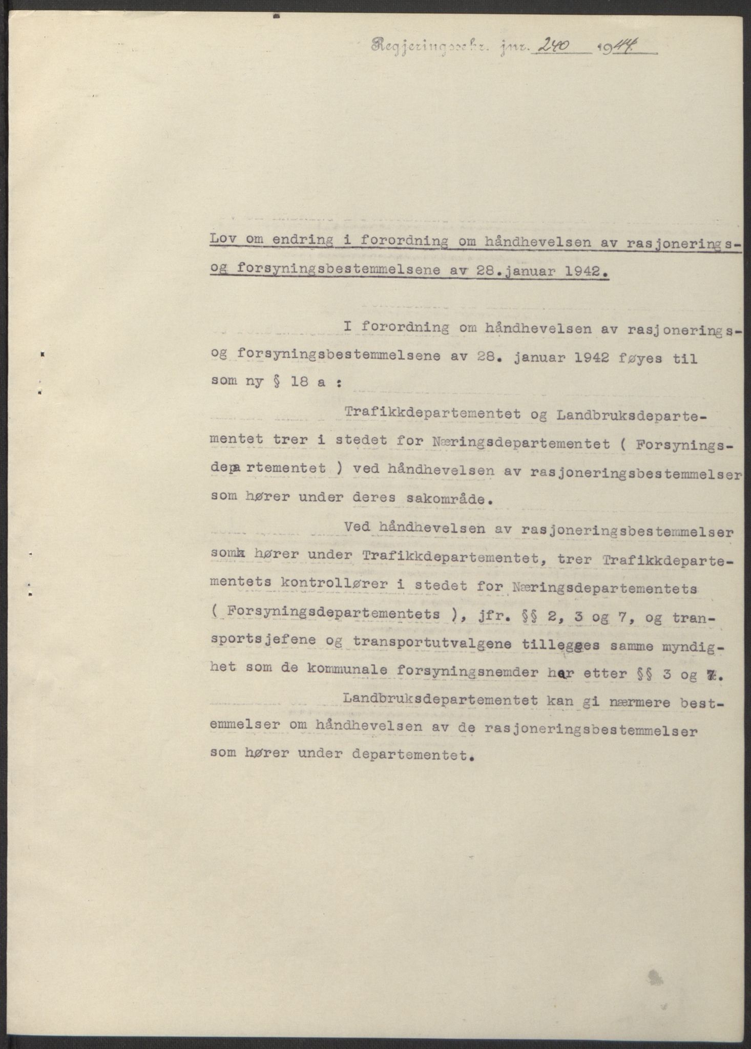 NS-administrasjonen 1940-1945 (Statsrådsekretariatet, de kommisariske statsråder mm), AV/RA-S-4279/D/Db/L0100: Lover, 1944, p. 439