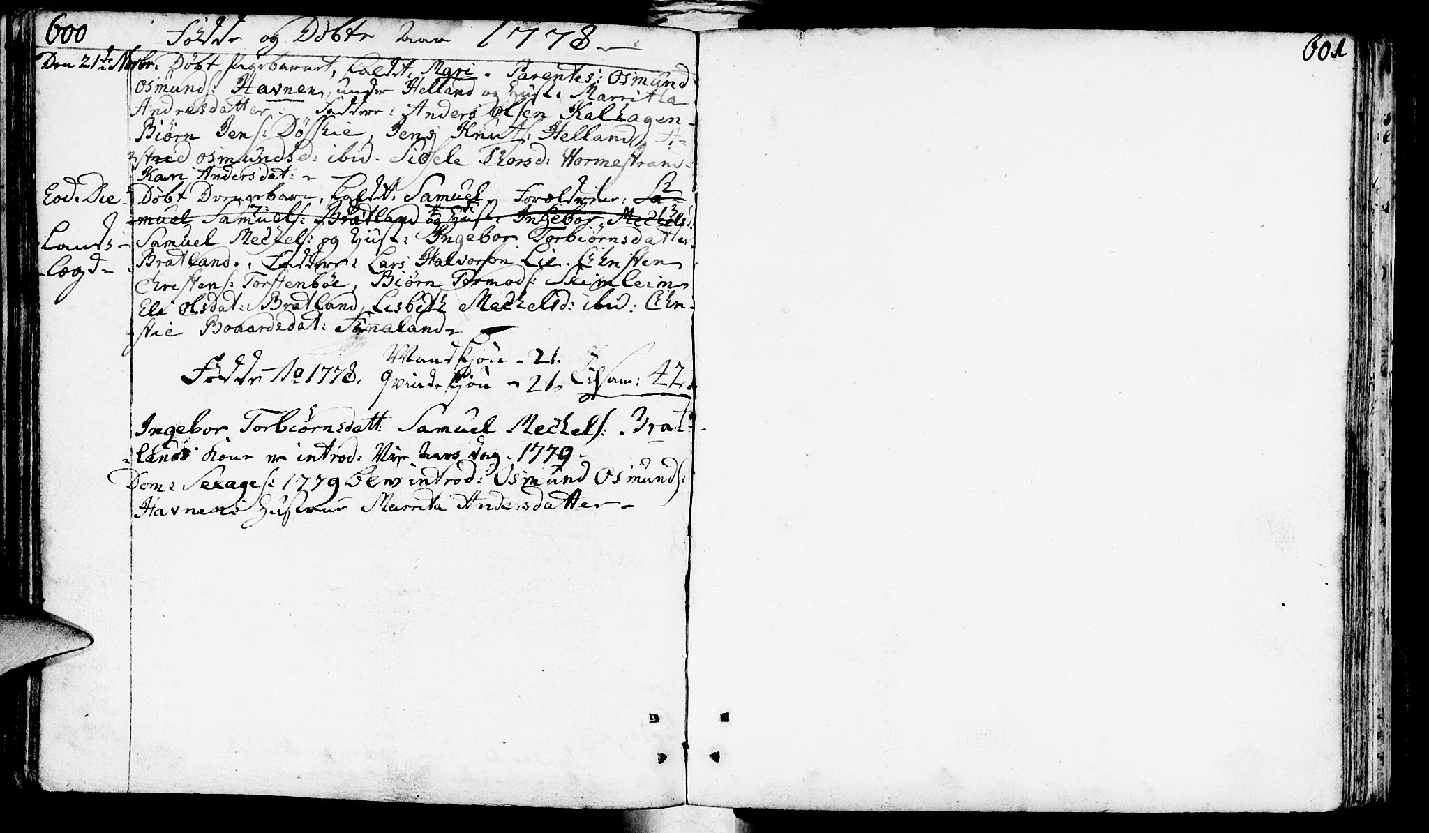 Vikedal sokneprestkontor, AV/SAST-A-101840/01/IV: Parish register (official) no. A 1, 1737-1778, p. 600-601