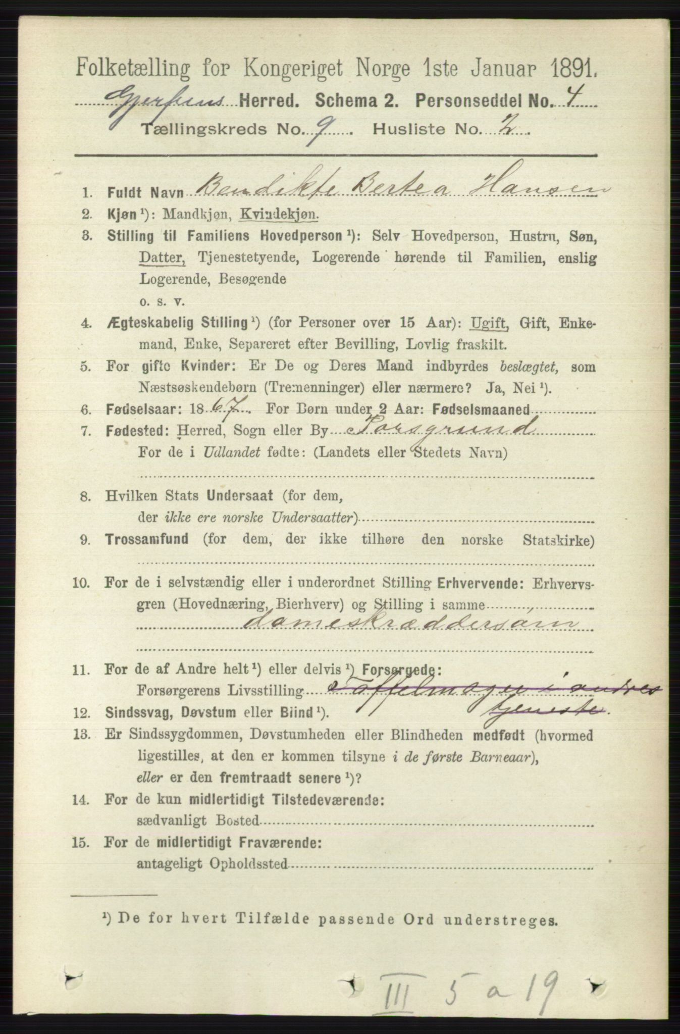 RA, 1891 census for 0812 Gjerpen, 1891, p. 4986