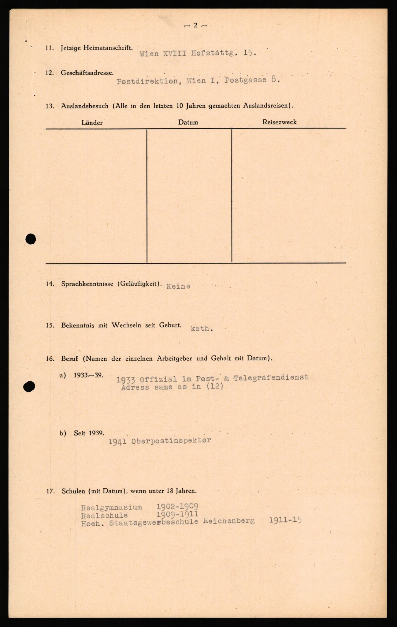 Forsvaret, Forsvarets overkommando II, AV/RA-RAFA-3915/D/Db/L0039: CI Questionaires. Tyske okkupasjonsstyrker i Norge. Østerrikere., 1945-1946, p. 41