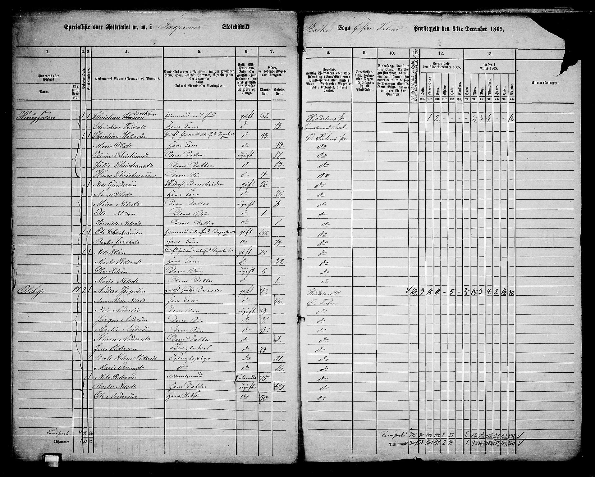 RA, 1865 census for Østre Toten, 1865, p. 25