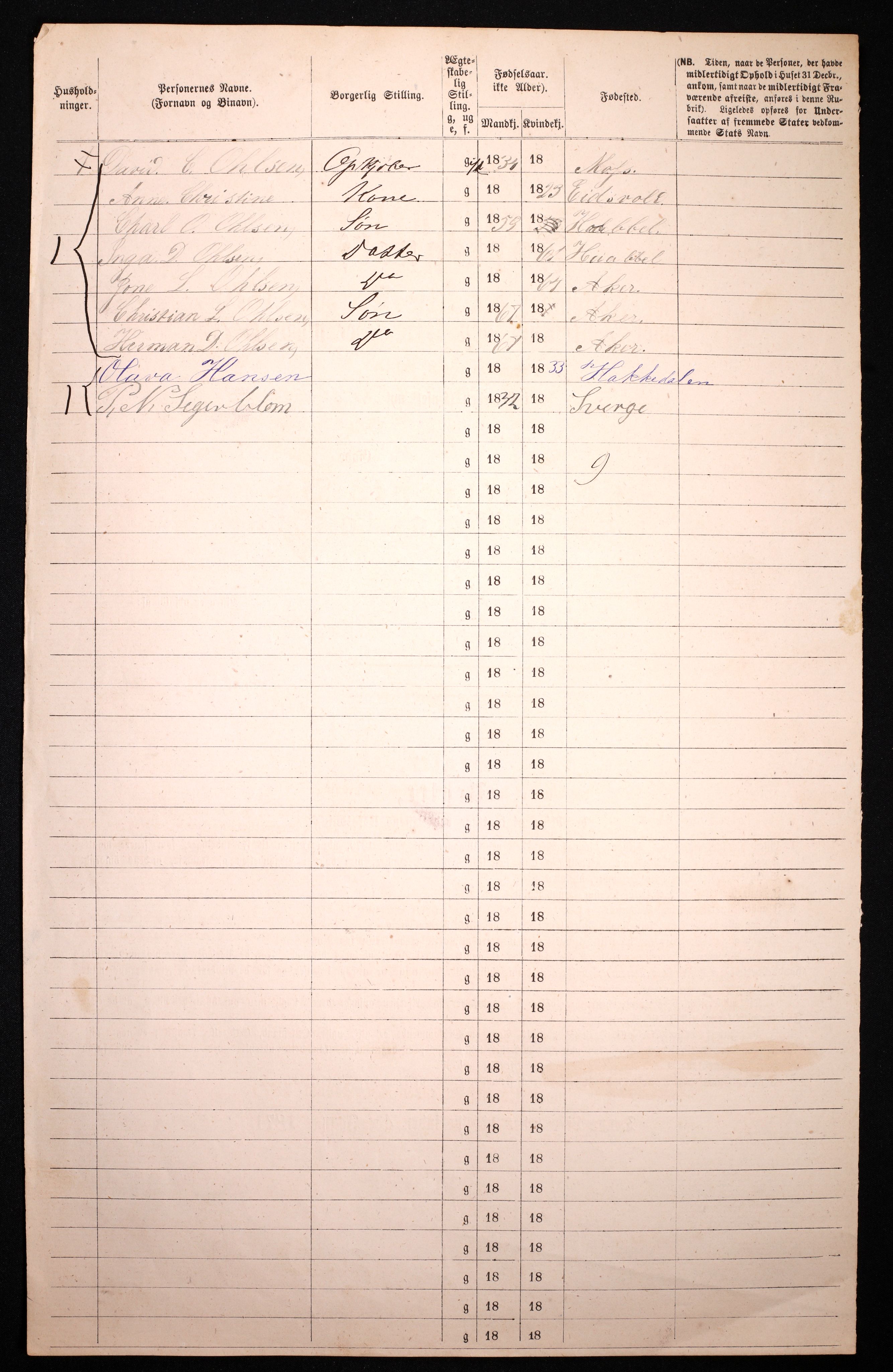 RA, 1870 census for 0301 Kristiania, 1870, p. 2630