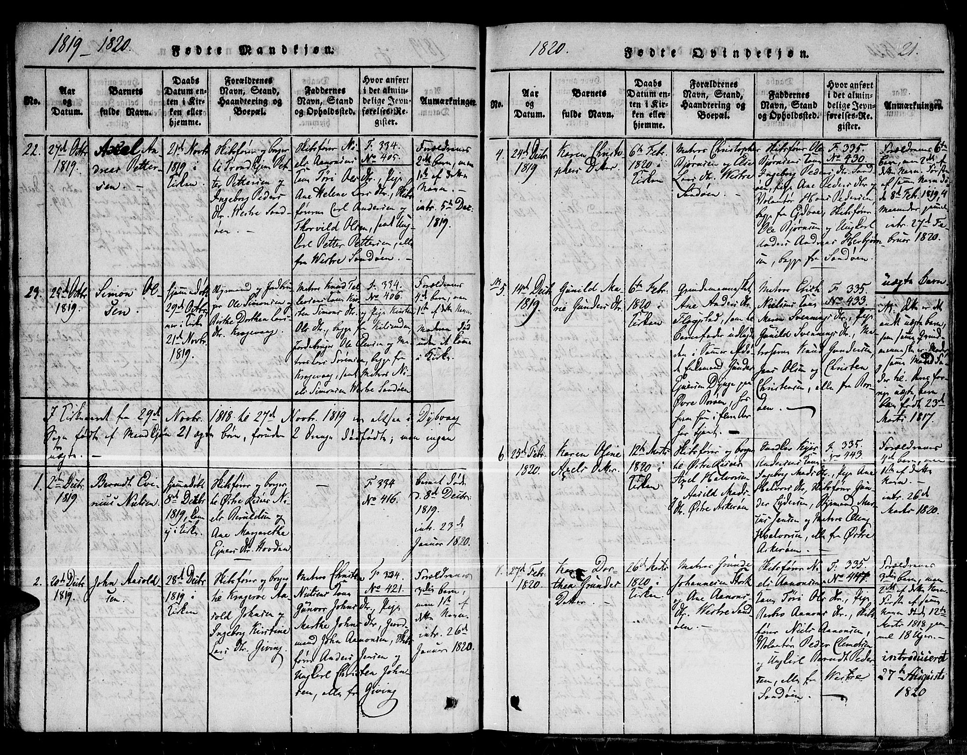 Dypvåg sokneprestkontor, SAK/1111-0007/F/Fb/Fba/L0009: Parish register (copy) no. B 9, 1816-1842, p. 21