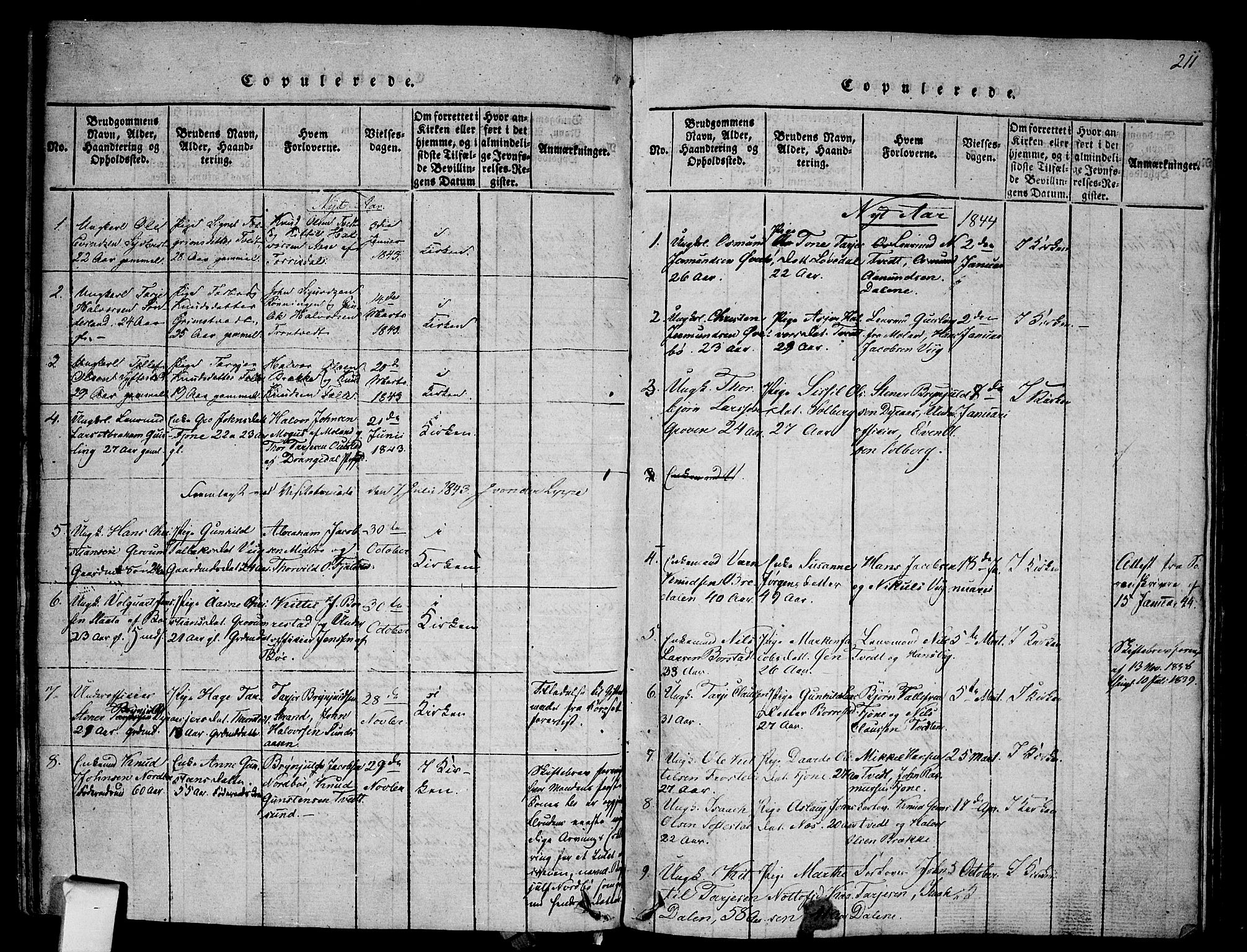 Nissedal kirkebøker, SAKO/A-288/F/Fa/L0002: Parish register (official) no. I 2, 1814-1845, p. 211