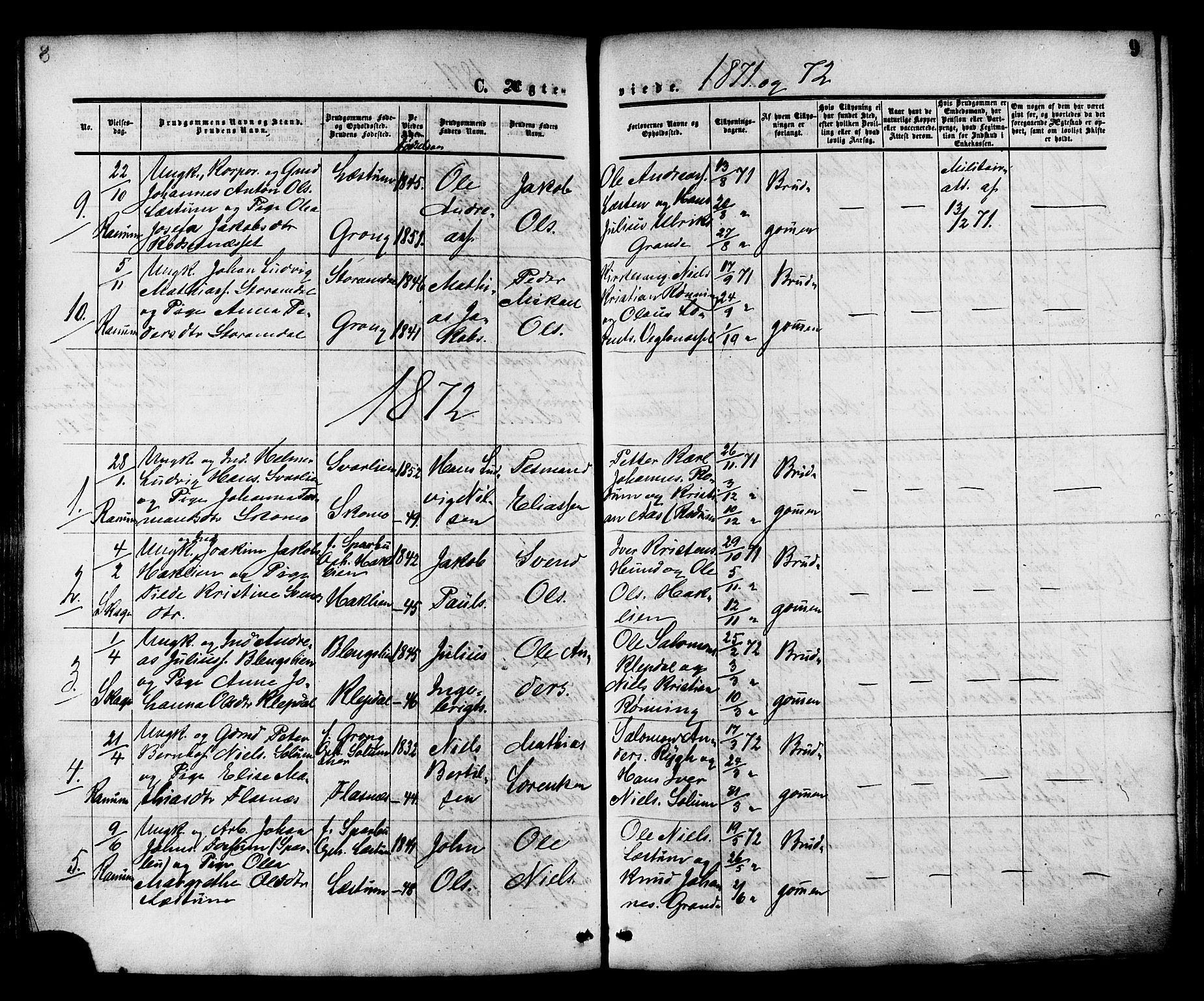 Ministerialprotokoller, klokkerbøker og fødselsregistre - Nord-Trøndelag, AV/SAT-A-1458/764/L0553: Parish register (official) no. 764A08, 1858-1880, p. 9