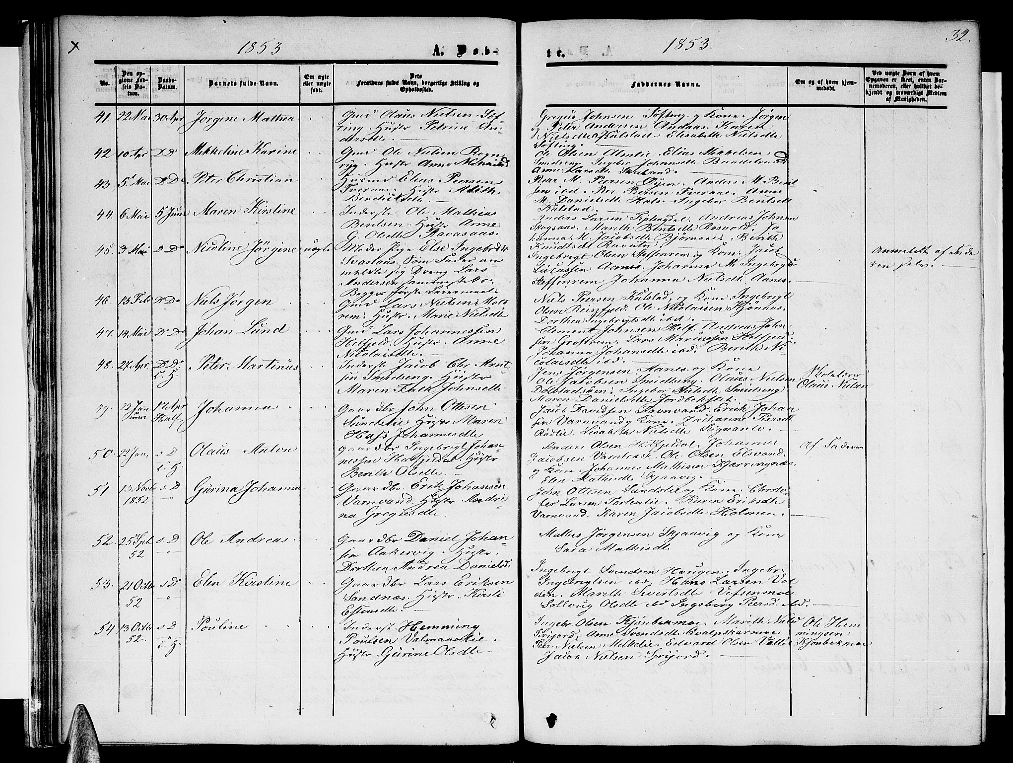 Ministerialprotokoller, klokkerbøker og fødselsregistre - Nordland, AV/SAT-A-1459/820/L0301: Parish register (copy) no. 820C03, 1851-1858, p. 32