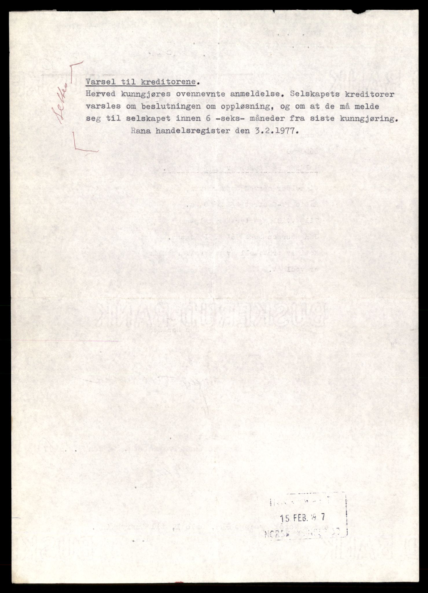 Rana sorenskriveri , AV/SAT-A-1108/2/J/Jd/Jdb/L0014: Bilag. Aksjeselskap R - S, 1927-1988, p. 16