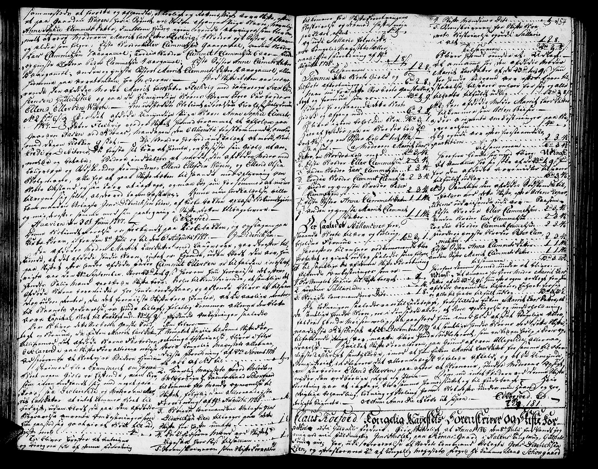 Gauldal sorenskriveri, SAT/A-0014/1/3/3A/L0008: Skifteprotokoll, 1786-1791, p. 153b-154a