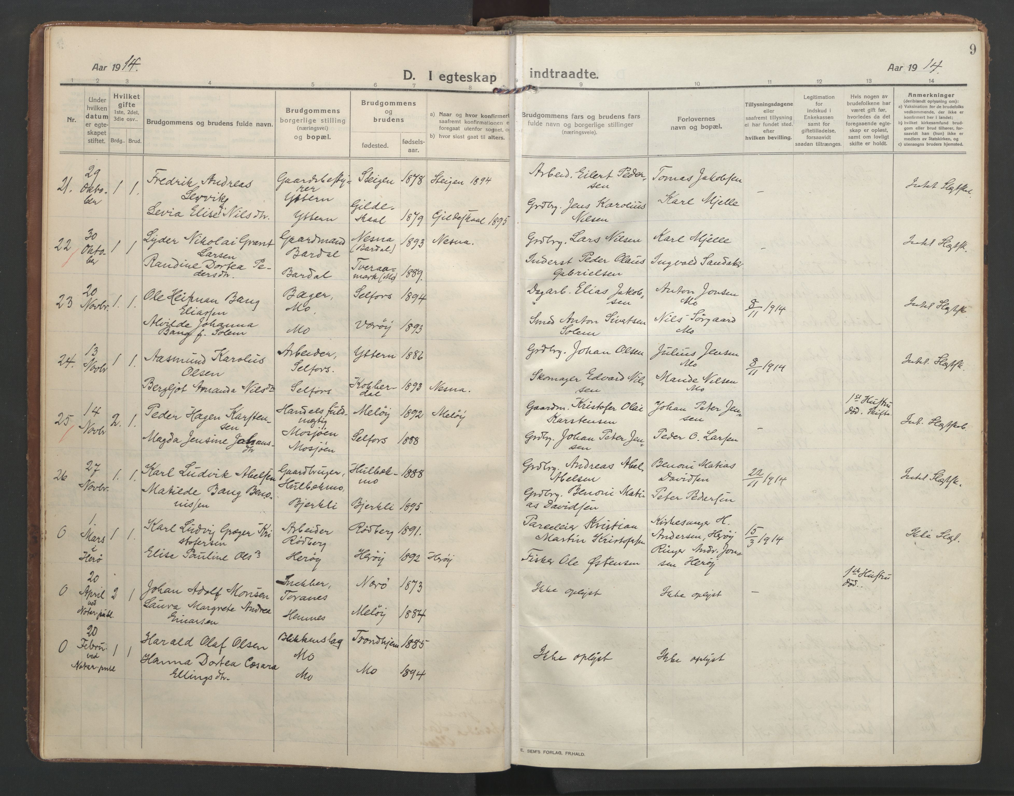 Ministerialprotokoller, klokkerbøker og fødselsregistre - Nordland, AV/SAT-A-1459/827/L0405: Parish register (official) no. 827A17, 1912-1925, p. 9