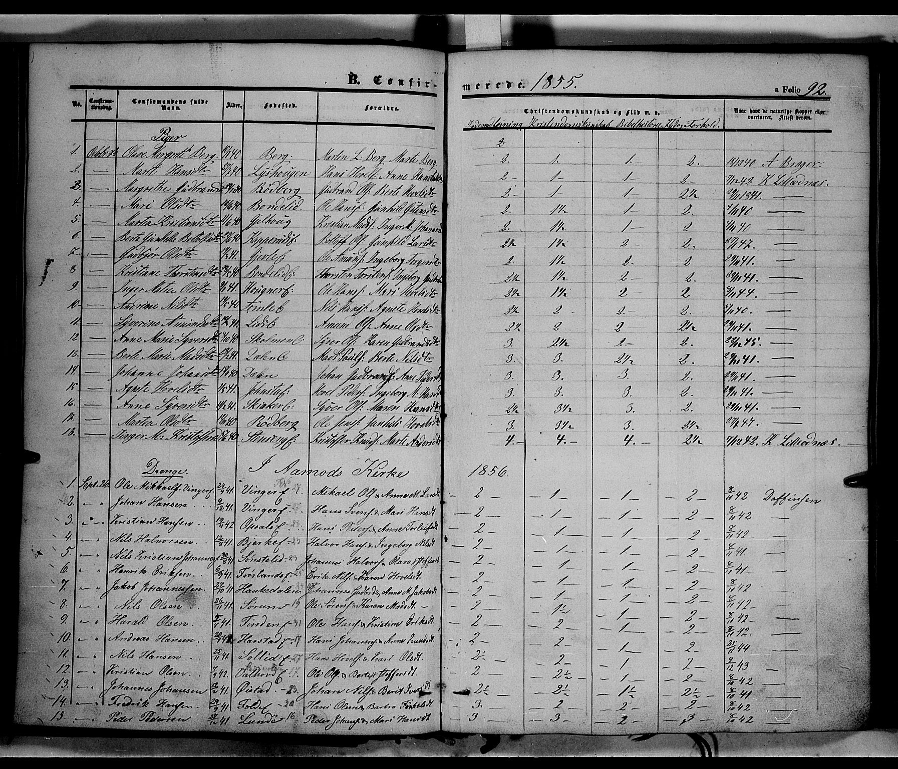 Land prestekontor, SAH/PREST-120/H/Ha/Haa/L0010: Parish register (official) no. 10, 1847-1859, p. 92