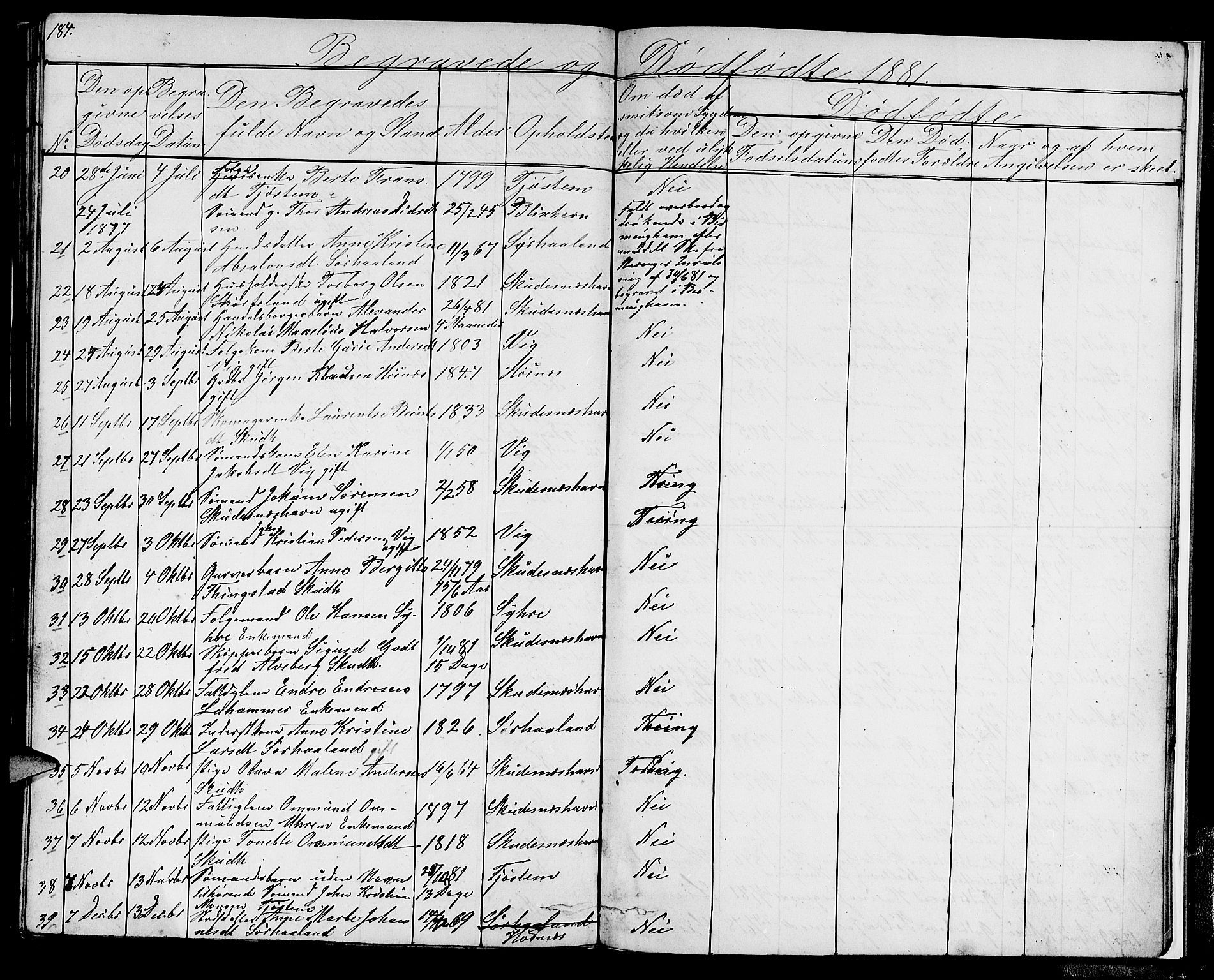 Skudenes sokneprestkontor, AV/SAST-A -101849/H/Ha/Hab/L0004: Parish register (copy) no. B 4, 1865-1884, p. 184