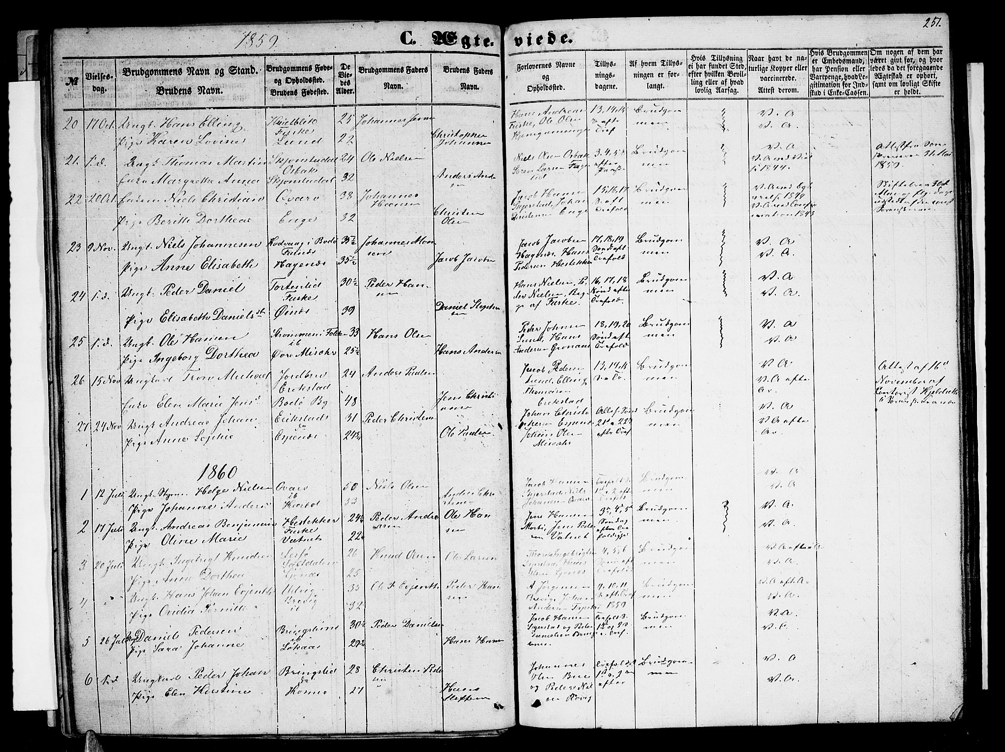 Ministerialprotokoller, klokkerbøker og fødselsregistre - Nordland, AV/SAT-A-1459/852/L0753: Parish register (copy) no. 852C04, 1856-1877, p. 251