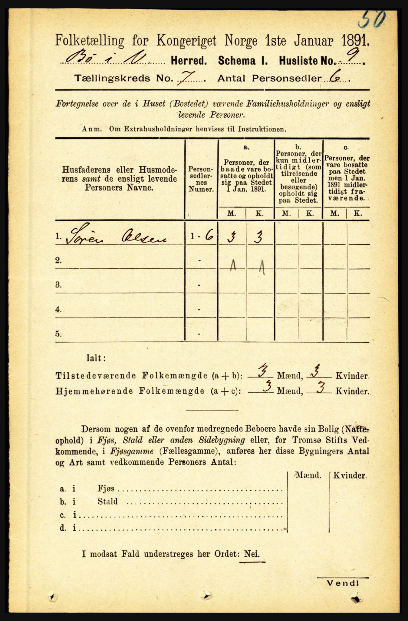 RA, 1891 census for 1867 Bø, 1891, p. 2431