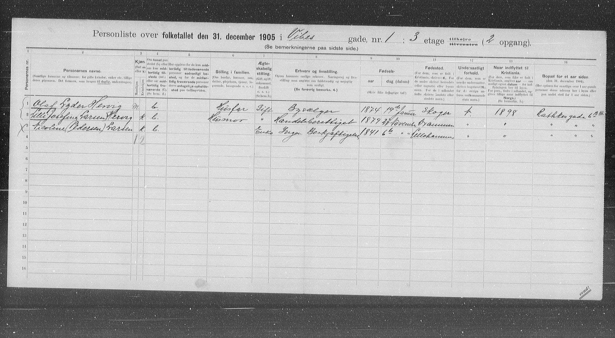 OBA, Municipal Census 1905 for Kristiania, 1905, p. 64467