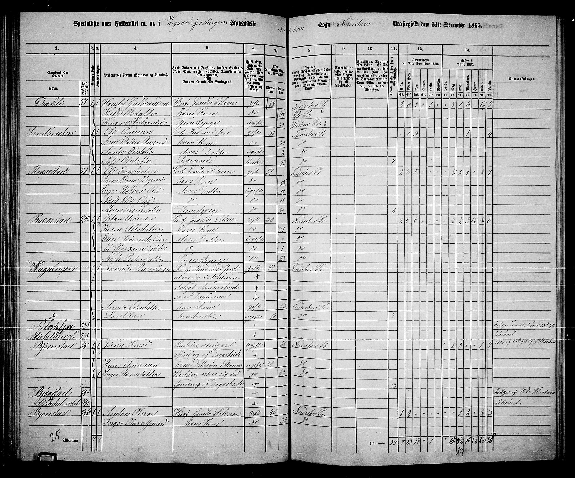 RA, 1865 census for Norderhov/Norderhov, Haug og Lunder, 1865, p. 129