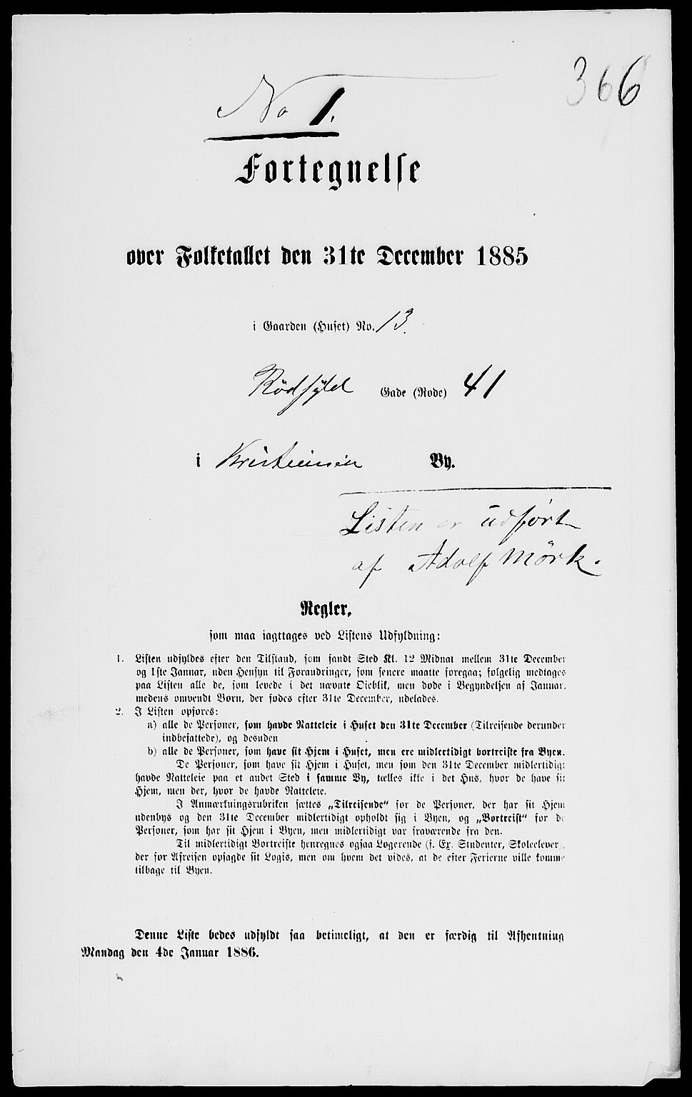 RA, 1885 census for 0301 Kristiania, 1885, p. 1347