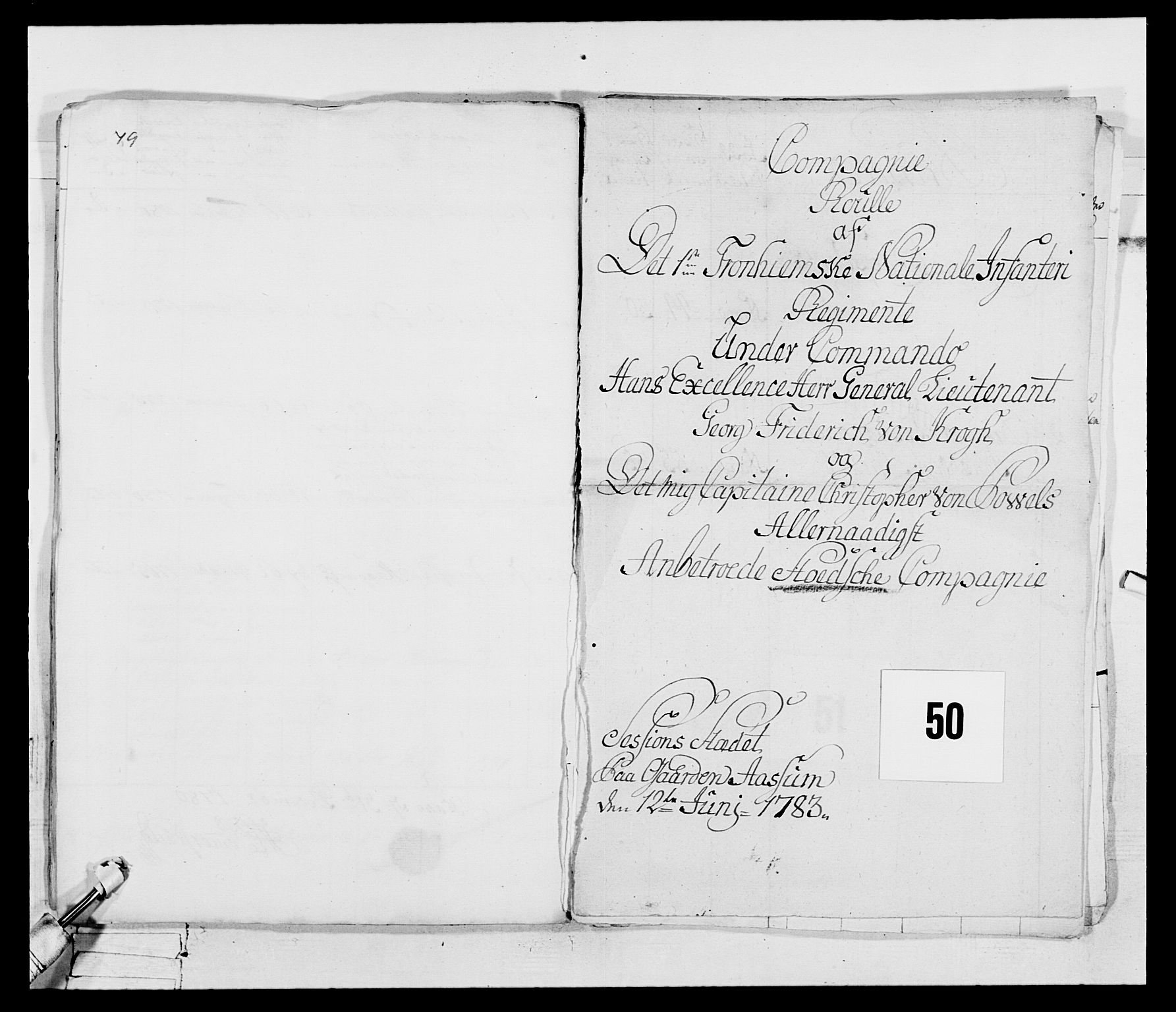 Generalitets- og kommissariatskollegiet, Det kongelige norske kommissariatskollegium, RA/EA-5420/E/Eh/L0074: 1. Trondheimske nasjonale infanteriregiment, 1780-1787, p. 255