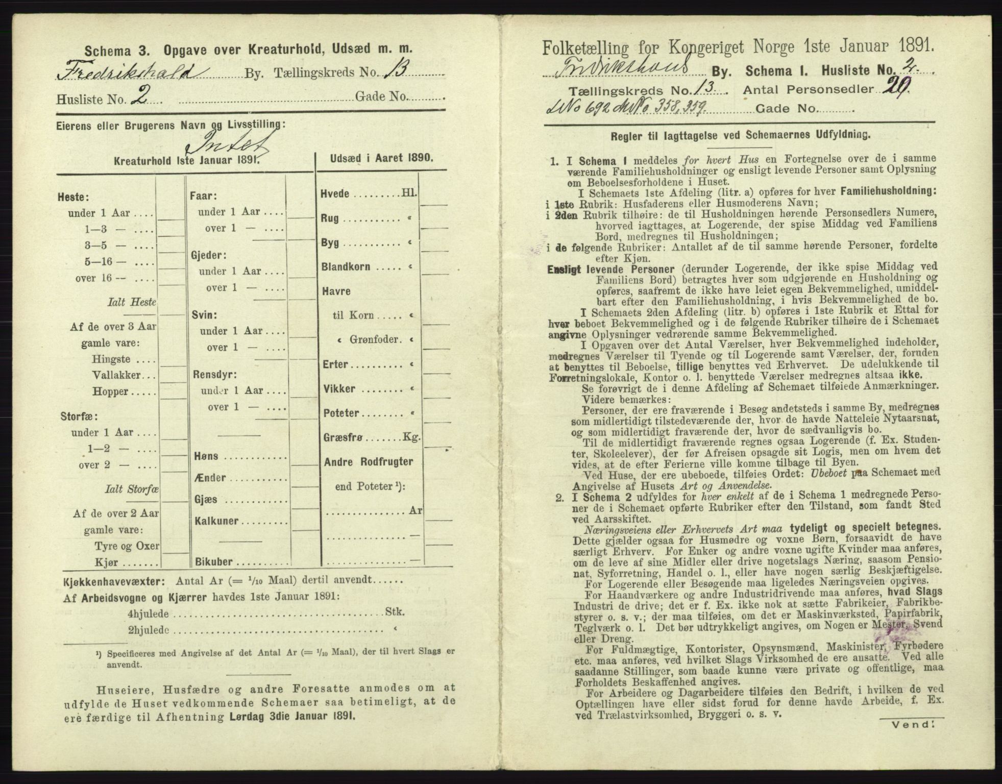 RA, 1891 census for 0101 Fredrikshald, 1891, p. 1194