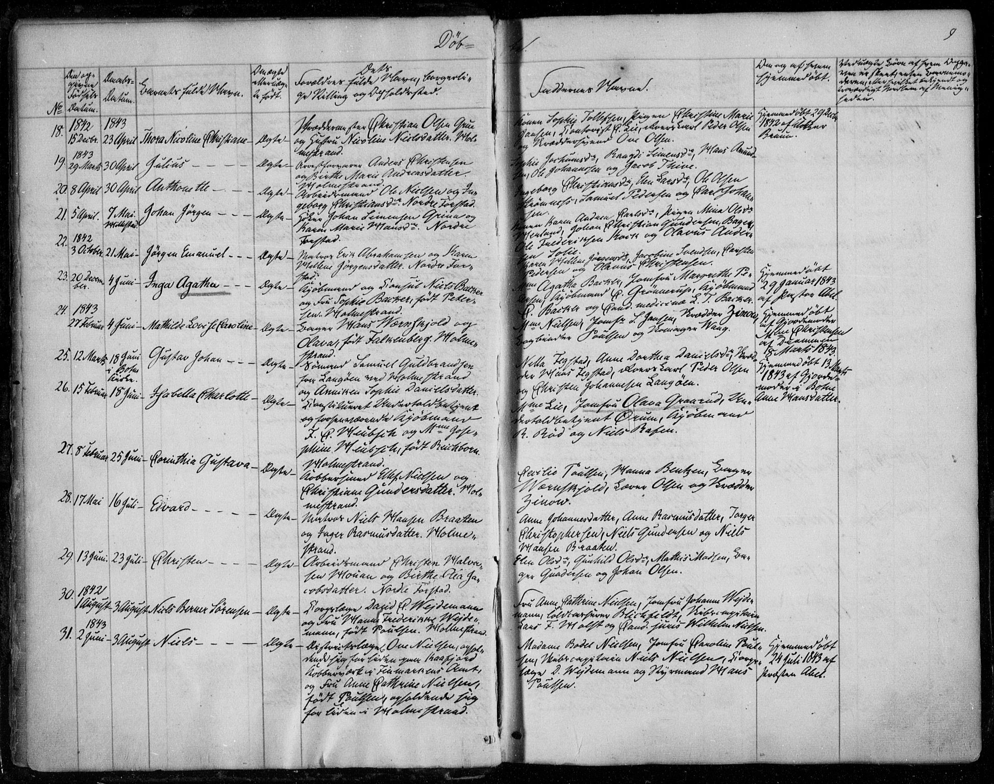 Holmestrand kirkebøker, SAKO/A-346/F/Fa/L0002: Parish register (official) no. 2, 1840-1866, p. 9
