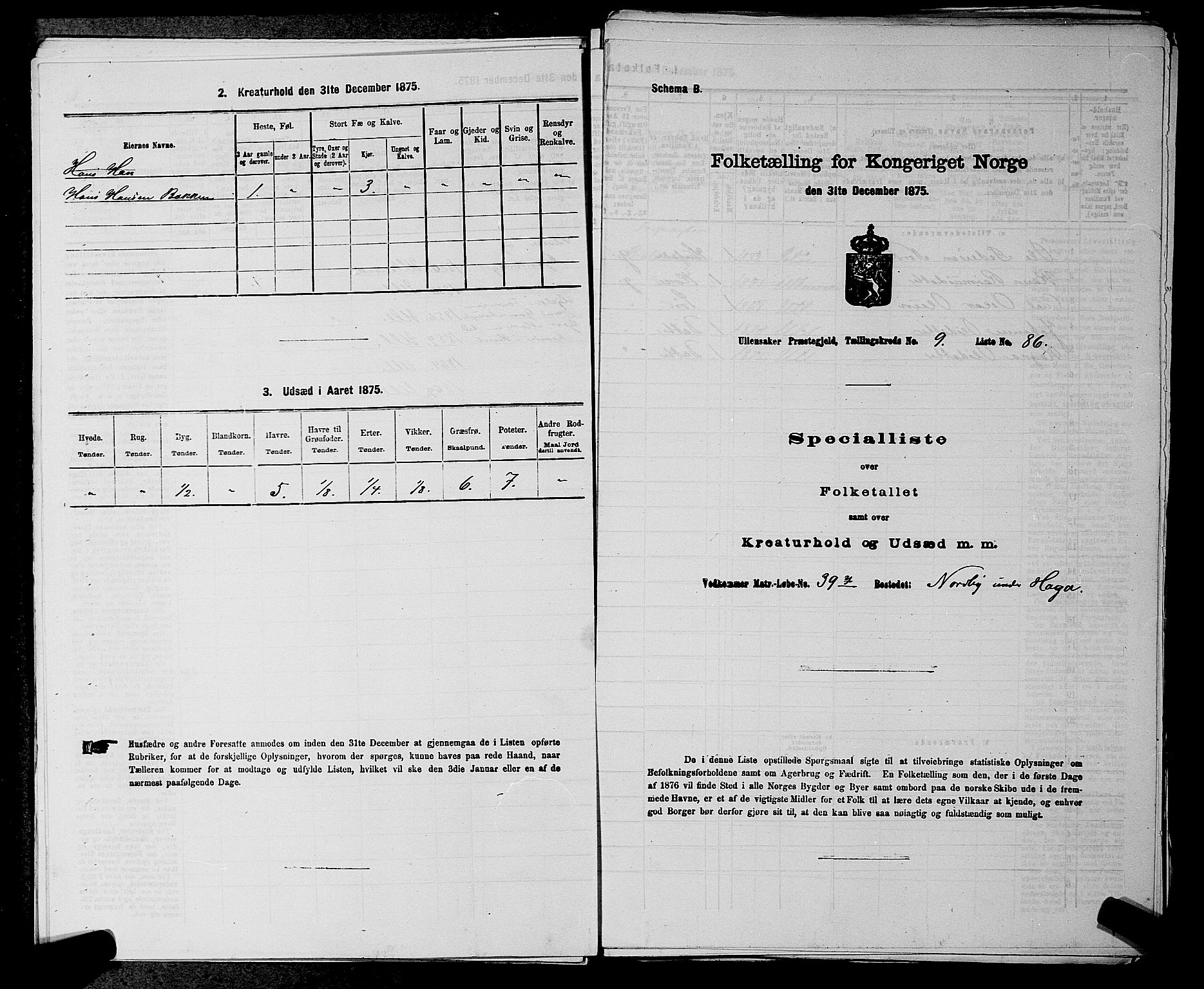 RA, 1875 census for 0235P Ullensaker, 1875, p. 1259